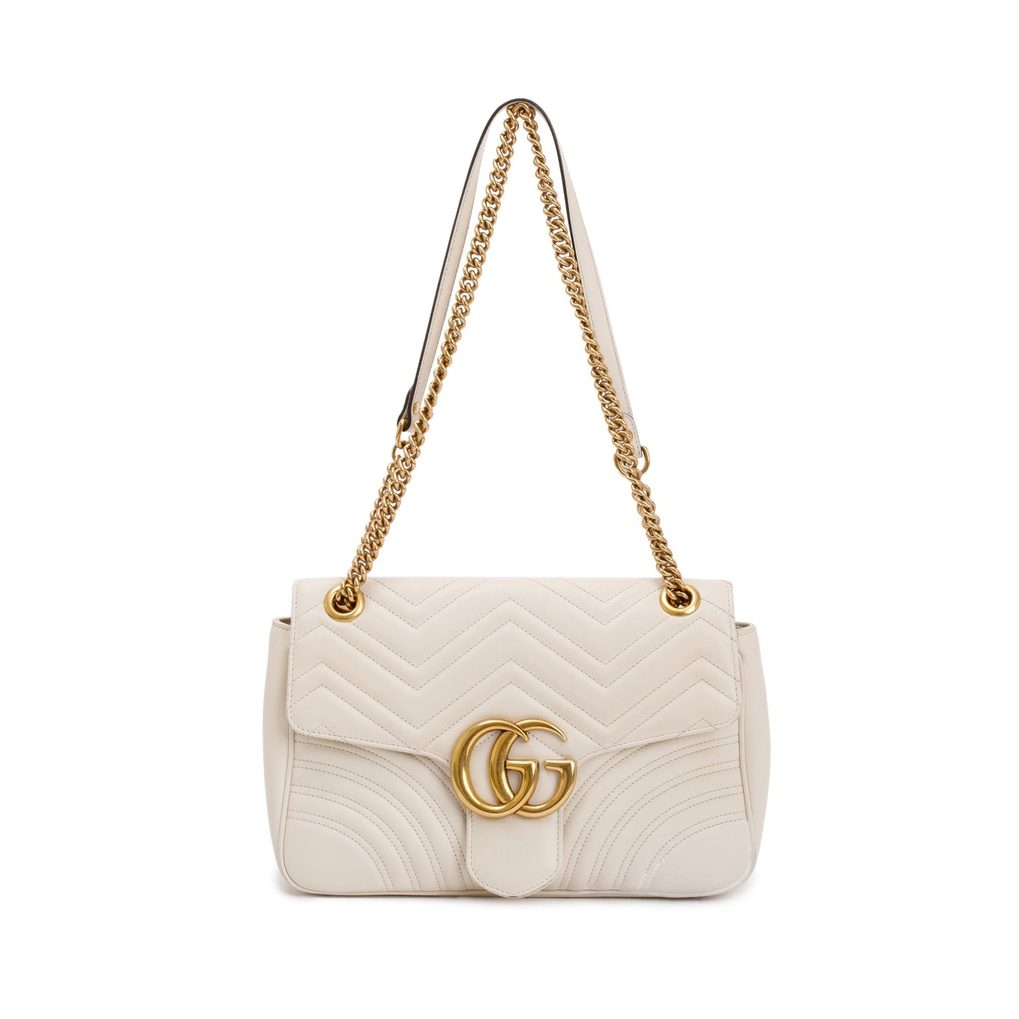 Gucci White GG Marmont Matelasse Medium Shoulder Bag