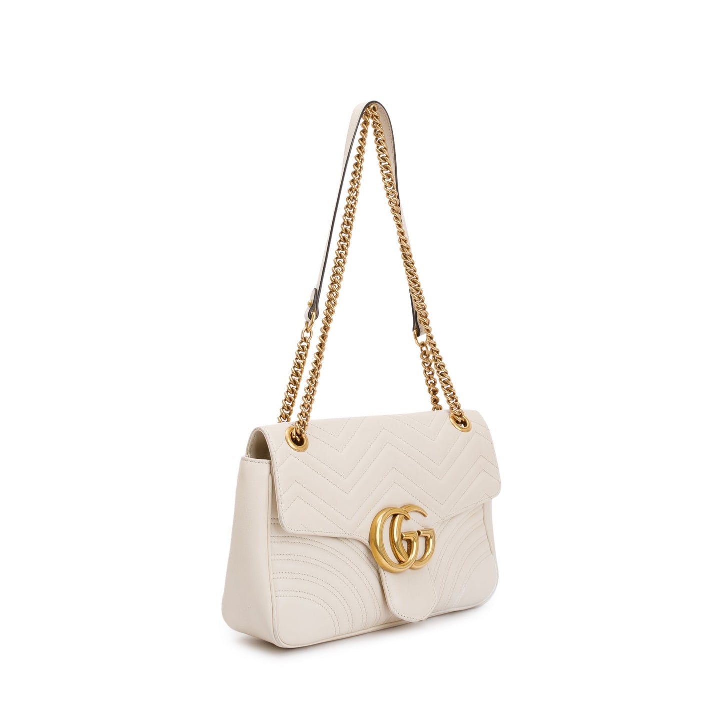 Gucci White GG Marmont Matelasse Medium Shoulder Bag