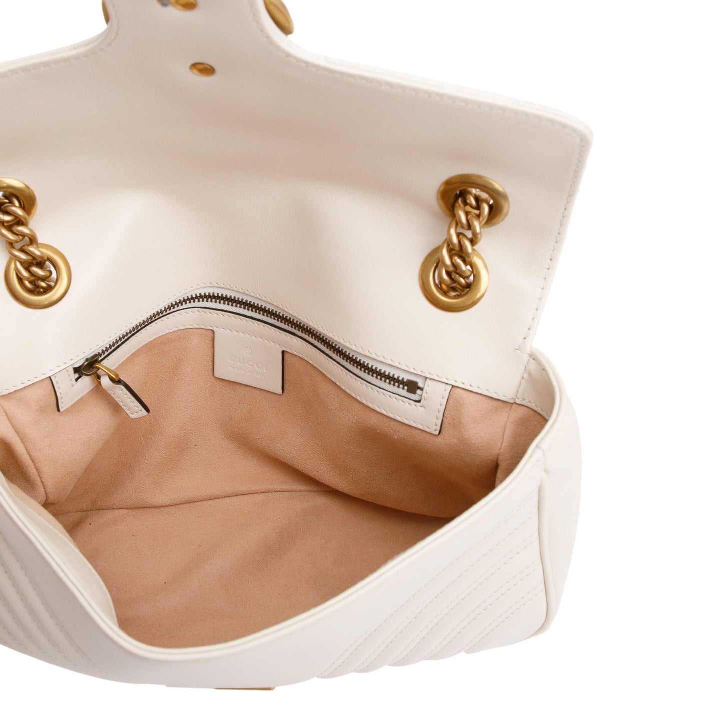 Gucci White GG Marmont Matelasse Small Shoulder Bag