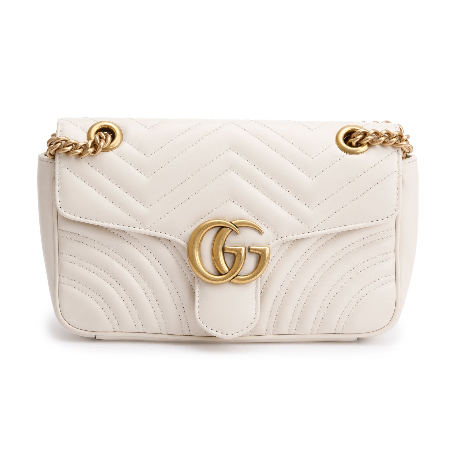 Gucci White GG Marmont Matelasse Small Shoulder Bag