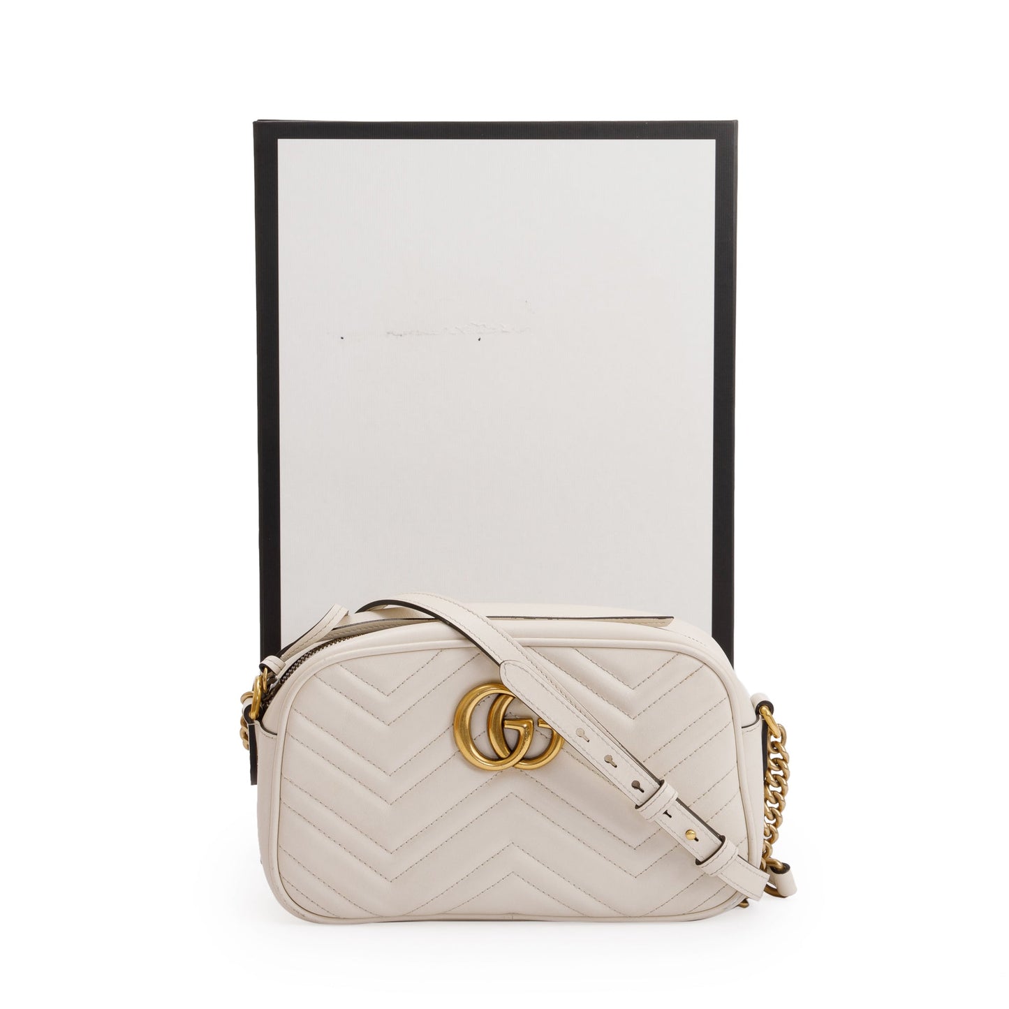 Gucci White GG Marmont Matelasse Small Shoulder Bag