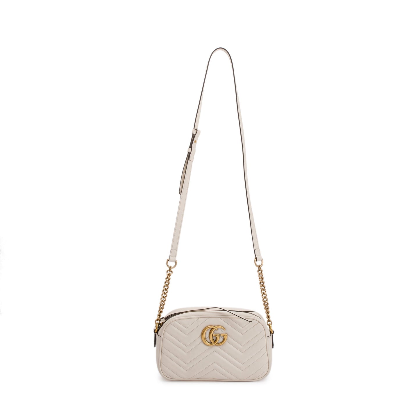 Gucci White GG Marmont Matelasse Small Shoulder Bag