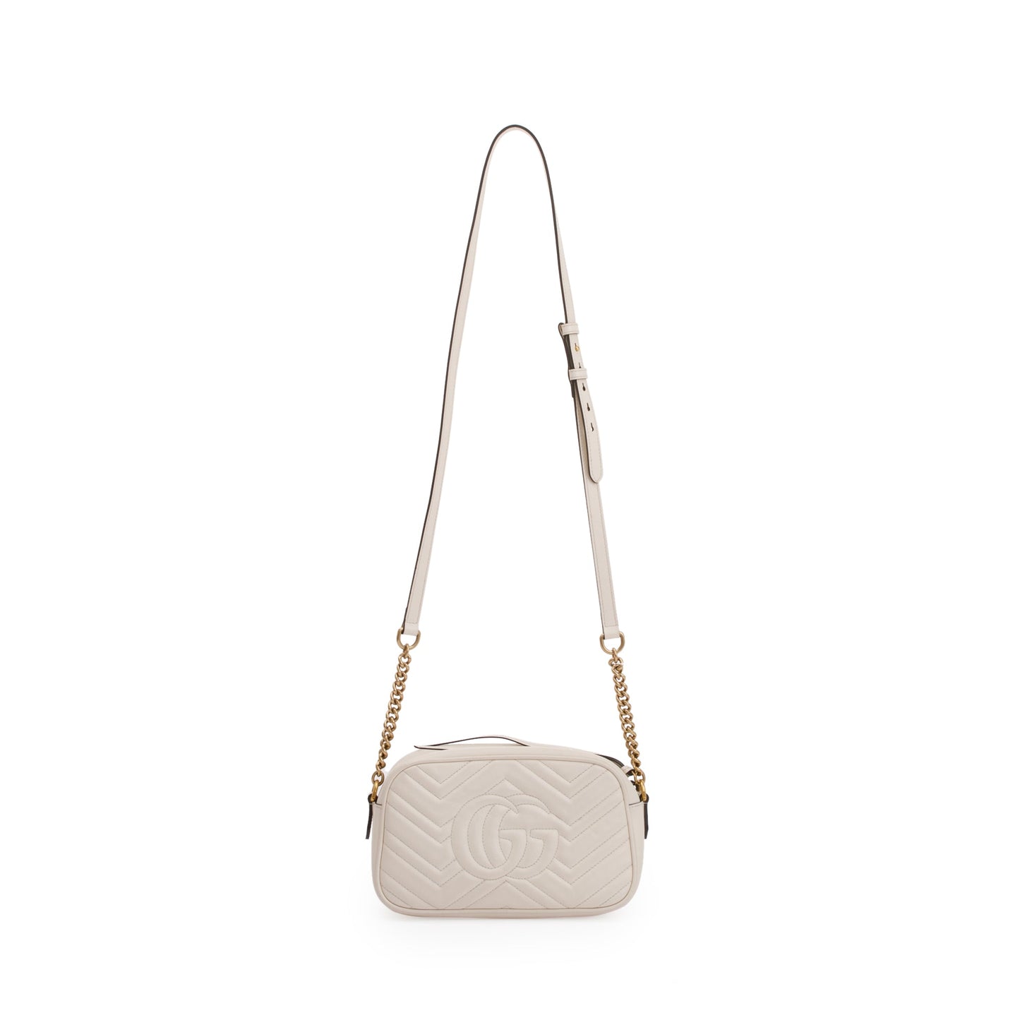 Gucci White GG Marmont Matelasse Small Shoulder Bag