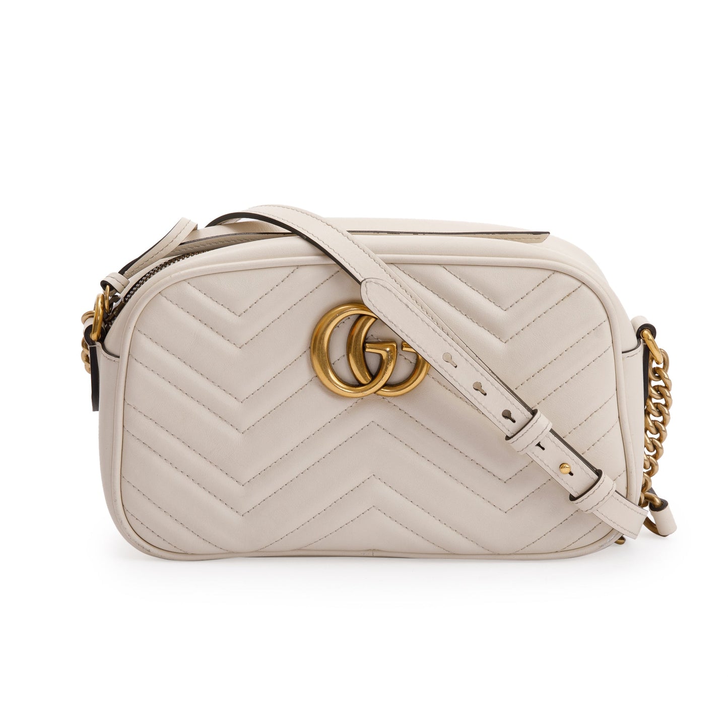 Gucci White GG Marmont Matelasse Small Shoulder Bag