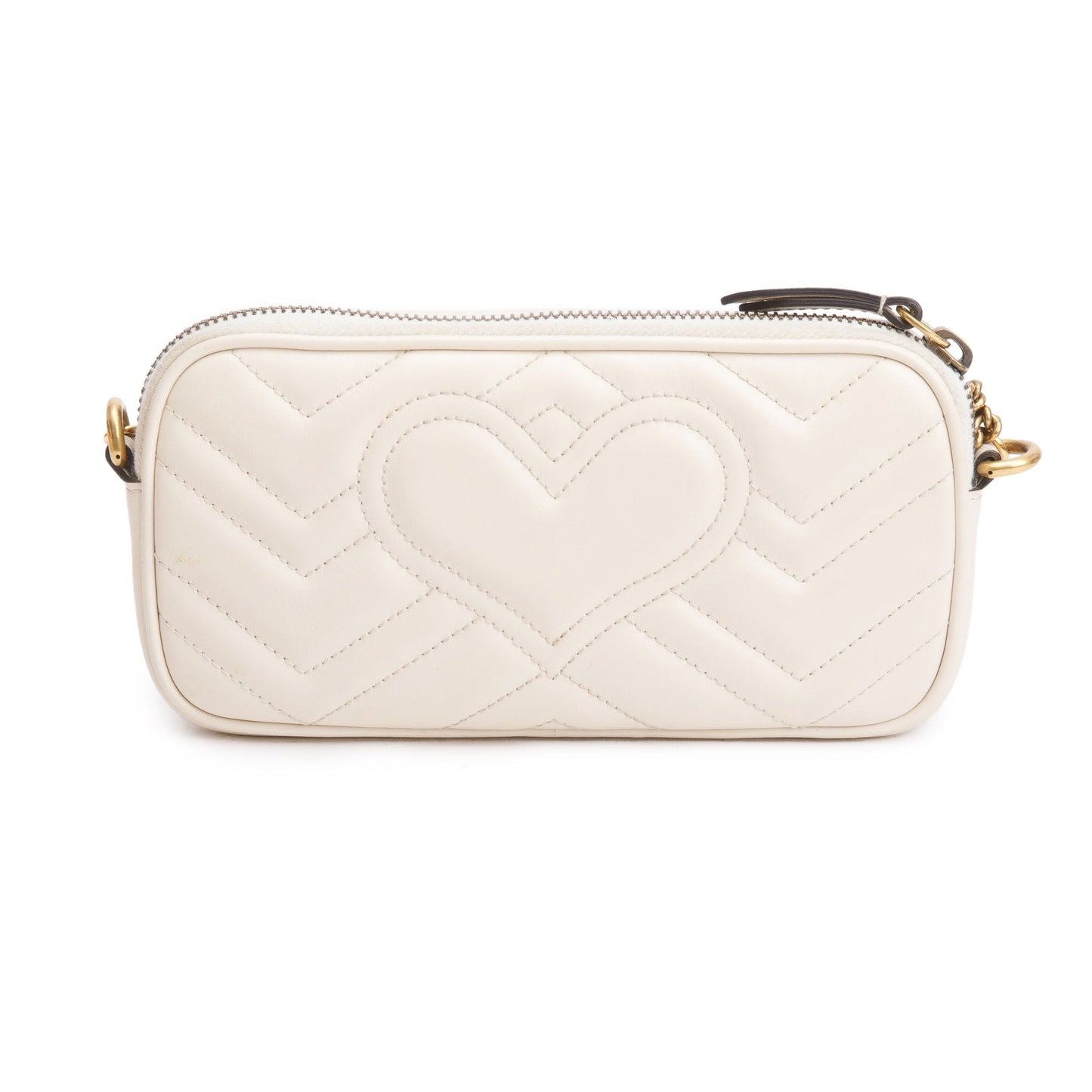 Gucci White GG Marmont Mini Chain Crossbody Bag