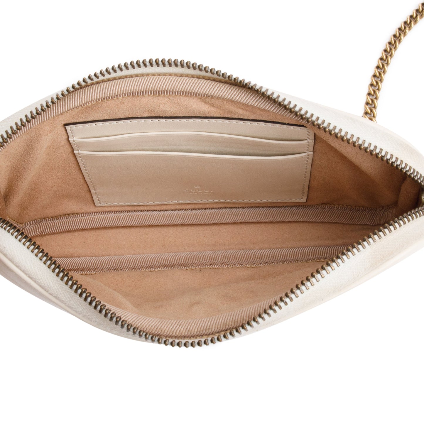 Gucci White GG Marmont Mini Chain Crossbody Bag