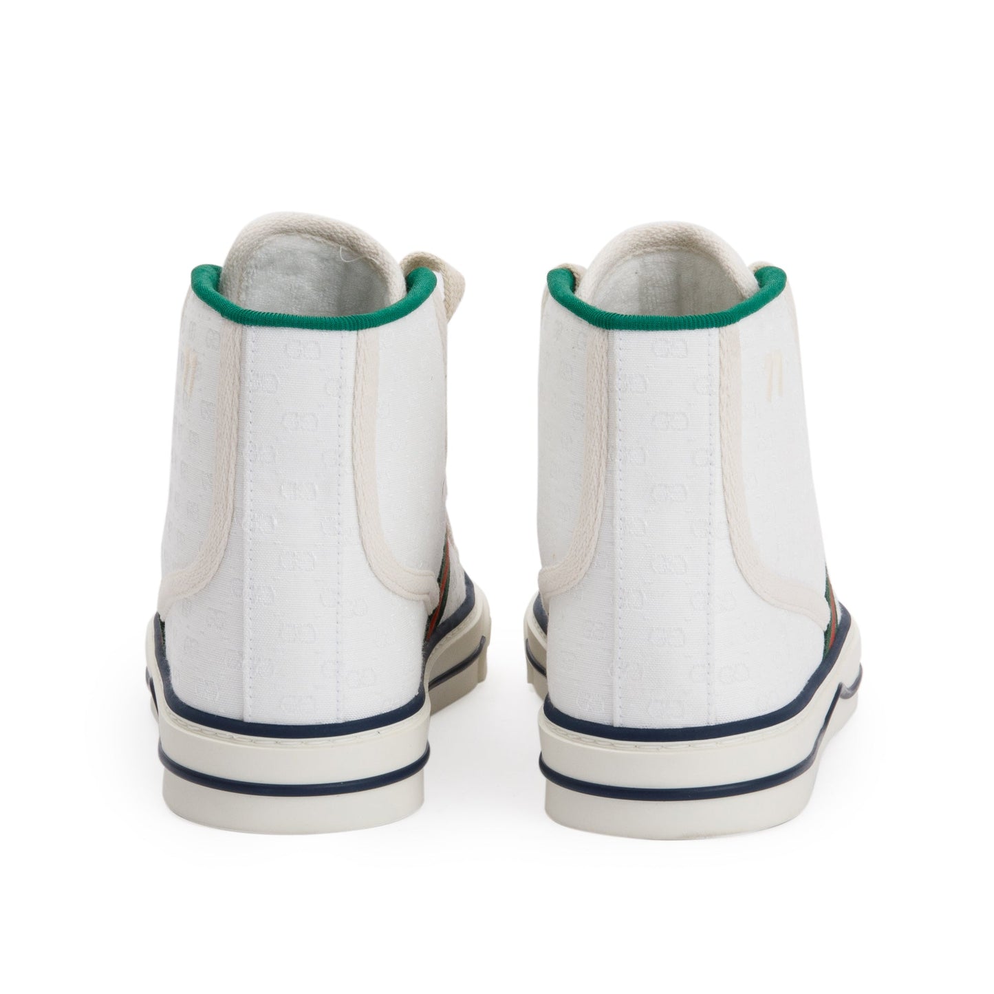Gucci White GG Monogram Canvas Web 1977 High Top Tennis Sneakers, Size 35