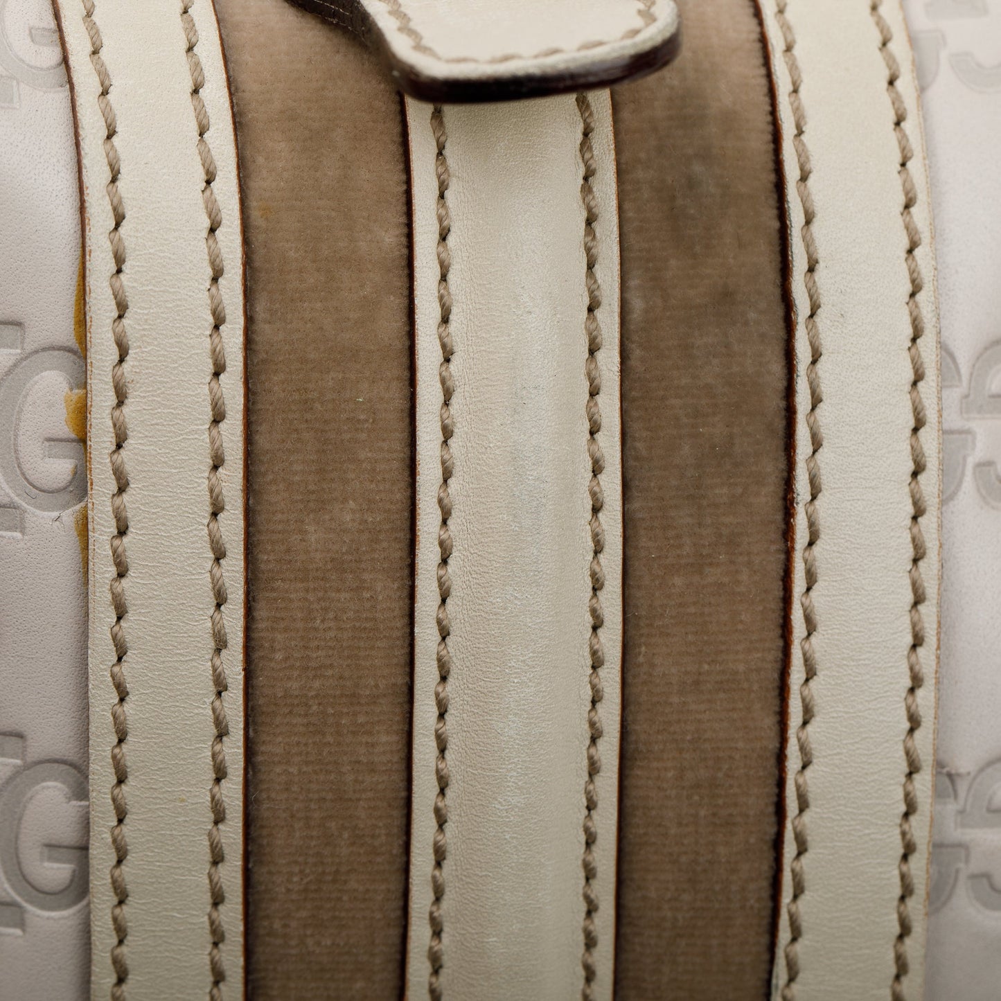 Gucci White GG Signature Leather Treasure Boston Bag