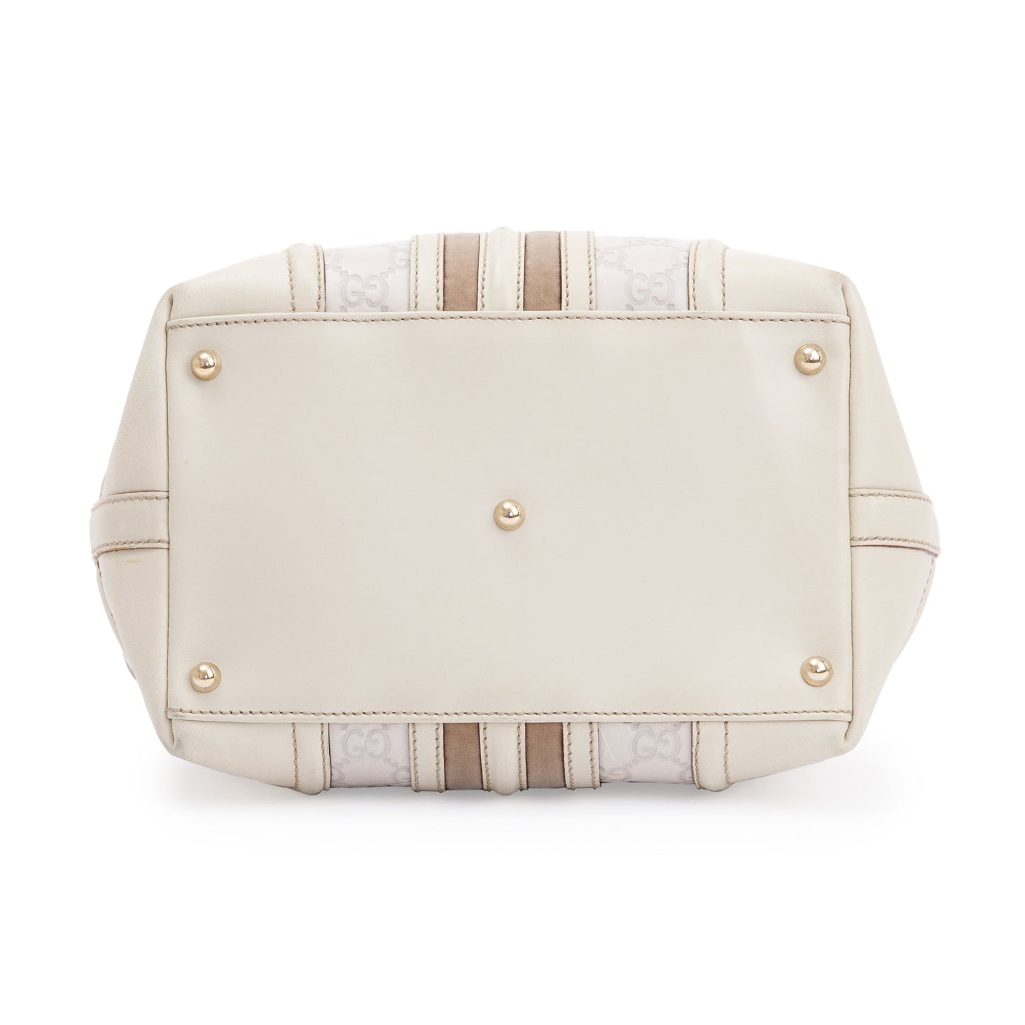 Gucci White GG Signature Leather Treasure Boston Bag