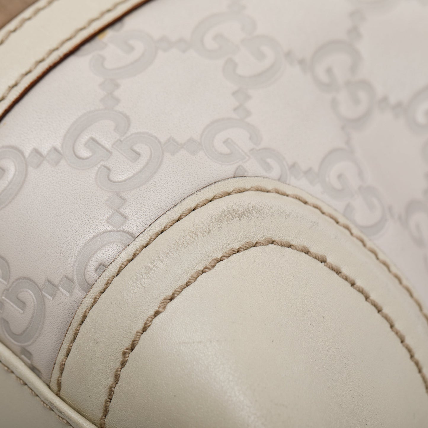 Gucci White GG Signature Leather Treasure Boston Bag