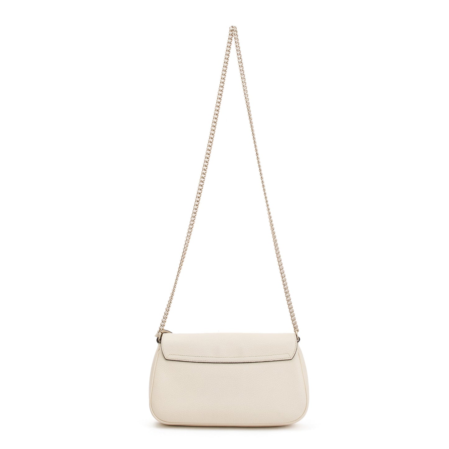 Gucci White Grained Calfskin Leather Medium Soho Chain Crossbody Bag