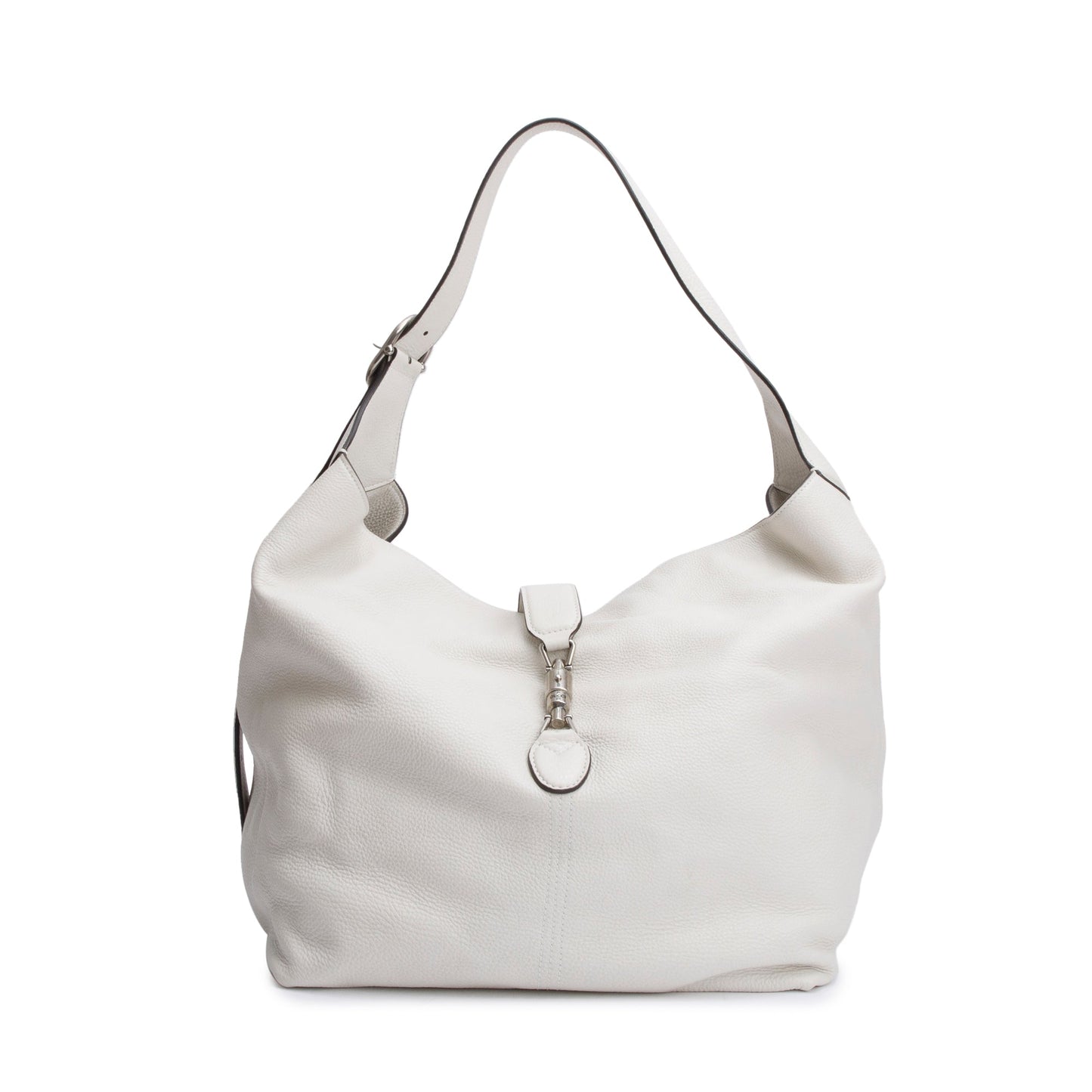 Gucci White Grained Leather Jackie 1961 Medium Crossbody Bag