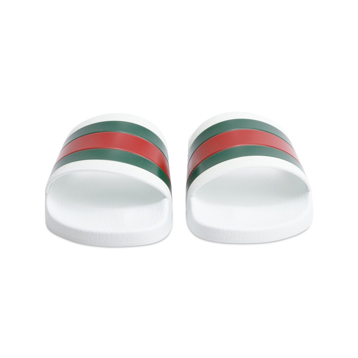 Gucci White, Green & Red Web Accent Rubber Slides