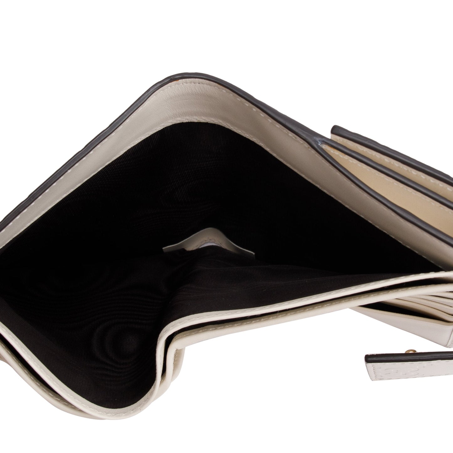 Gucci White Guccisimma Leather Compact Bow Wallet