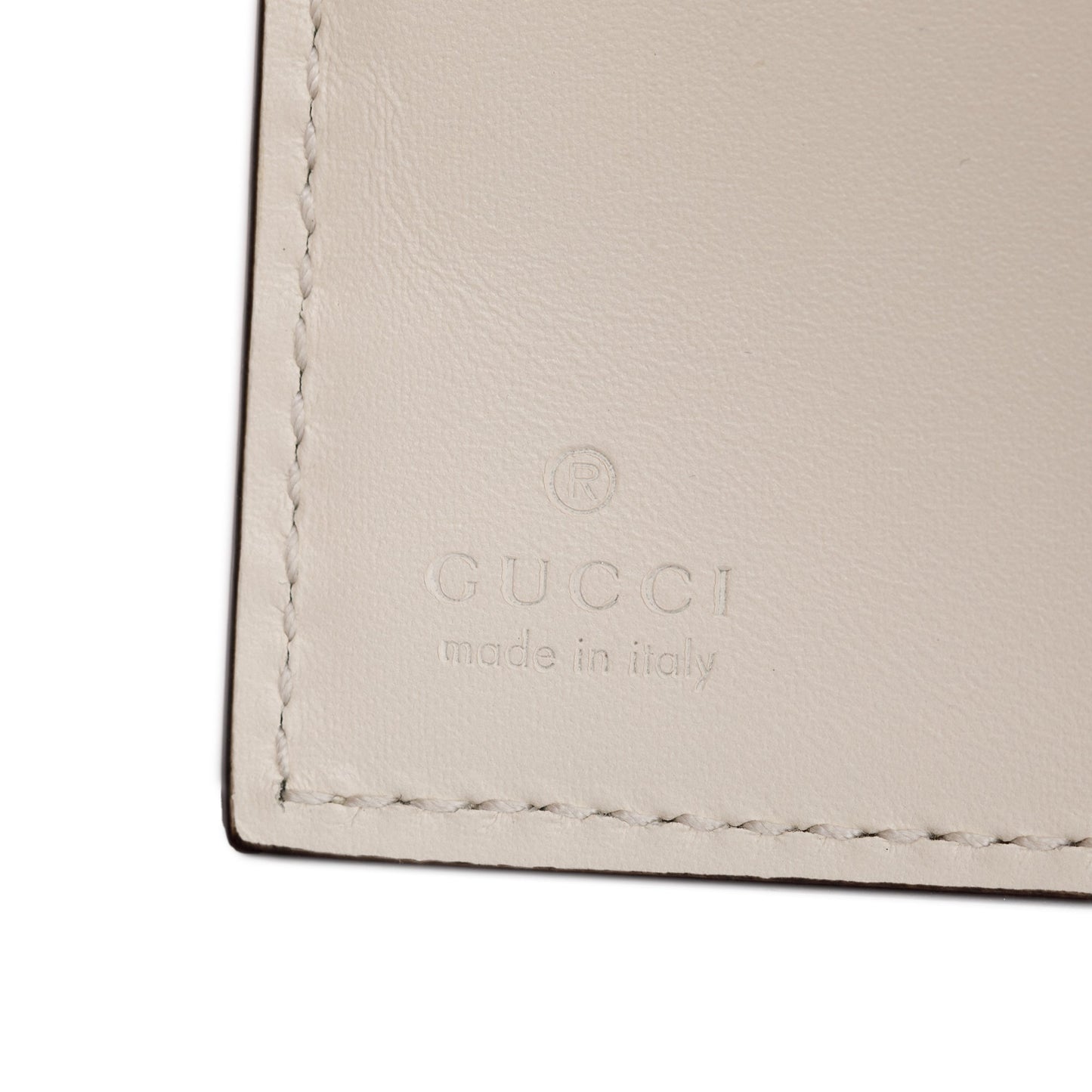 Gucci White Guccisimma Leather Compact Bow Wallet