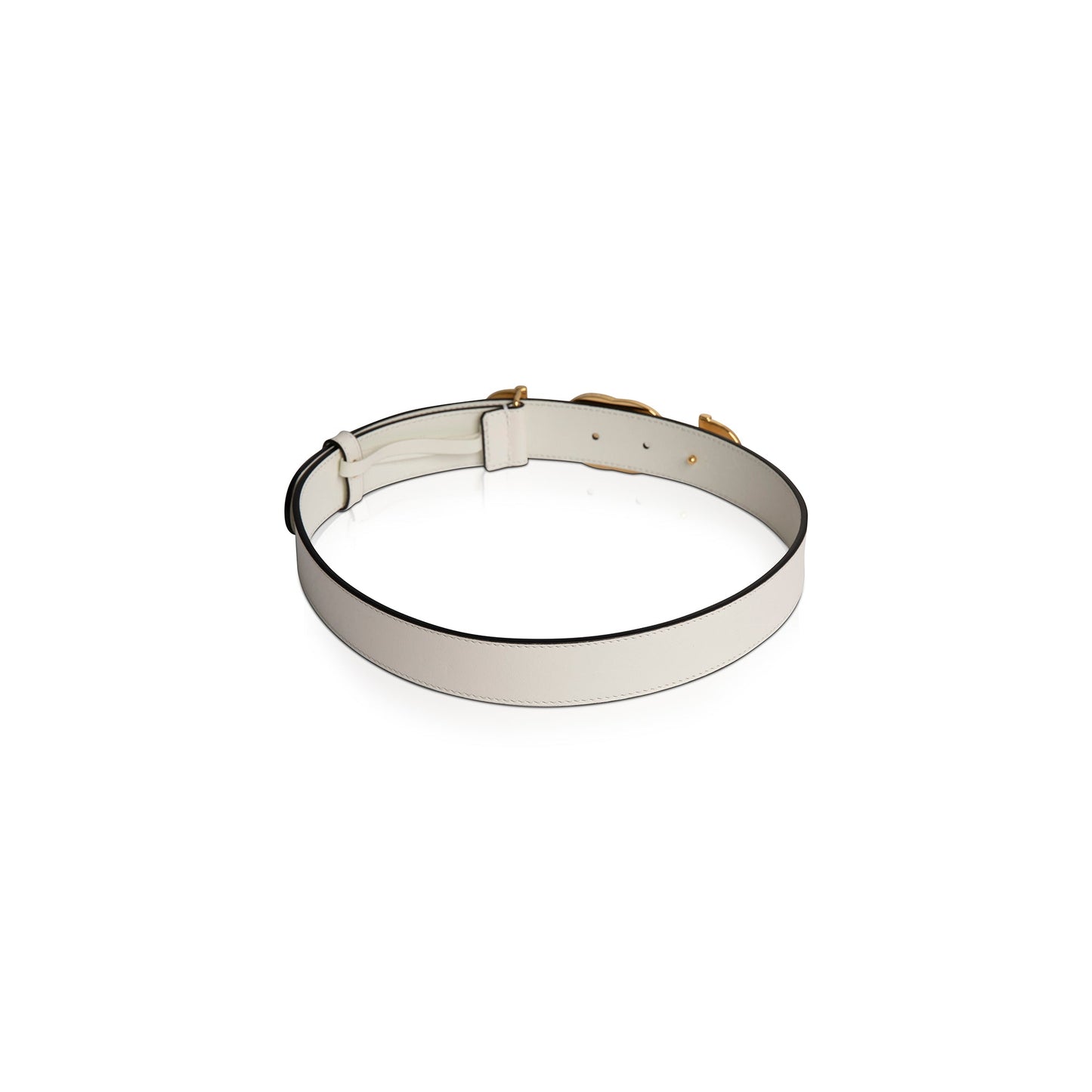 Gucci White Leather Belt with Interlocking G Horsebit Buckle
