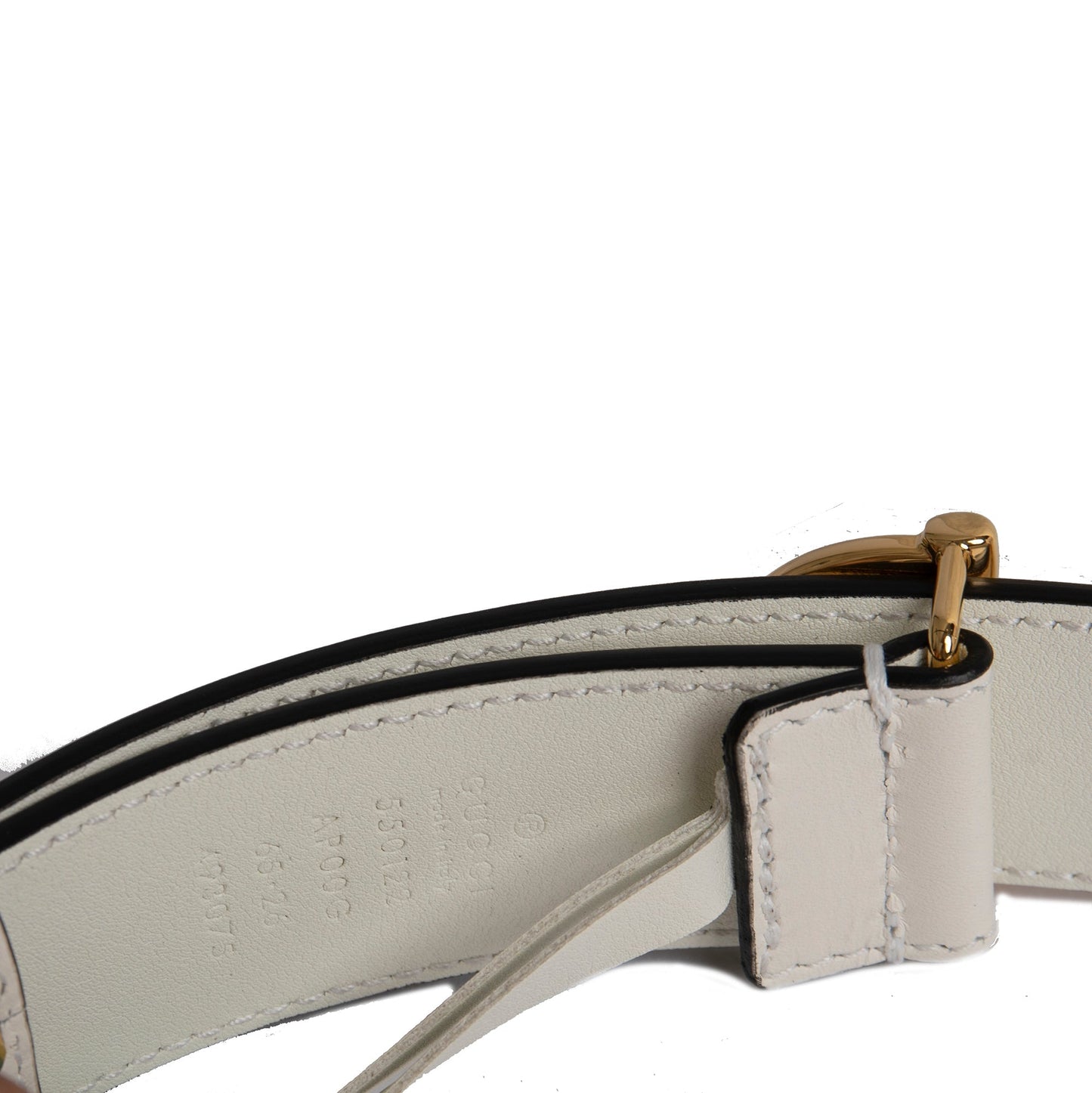 Gucci White Leather Belt with Interlocking G Horsebit Buckle