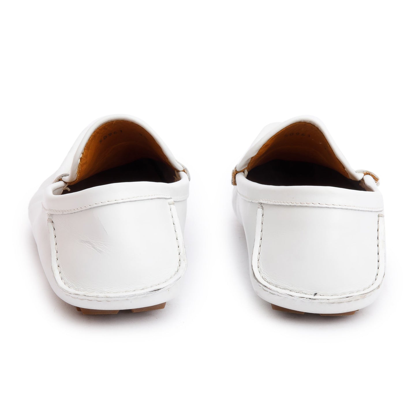 Gucci White Leather GG Supreme Drivers Loafers, Size 9.5
