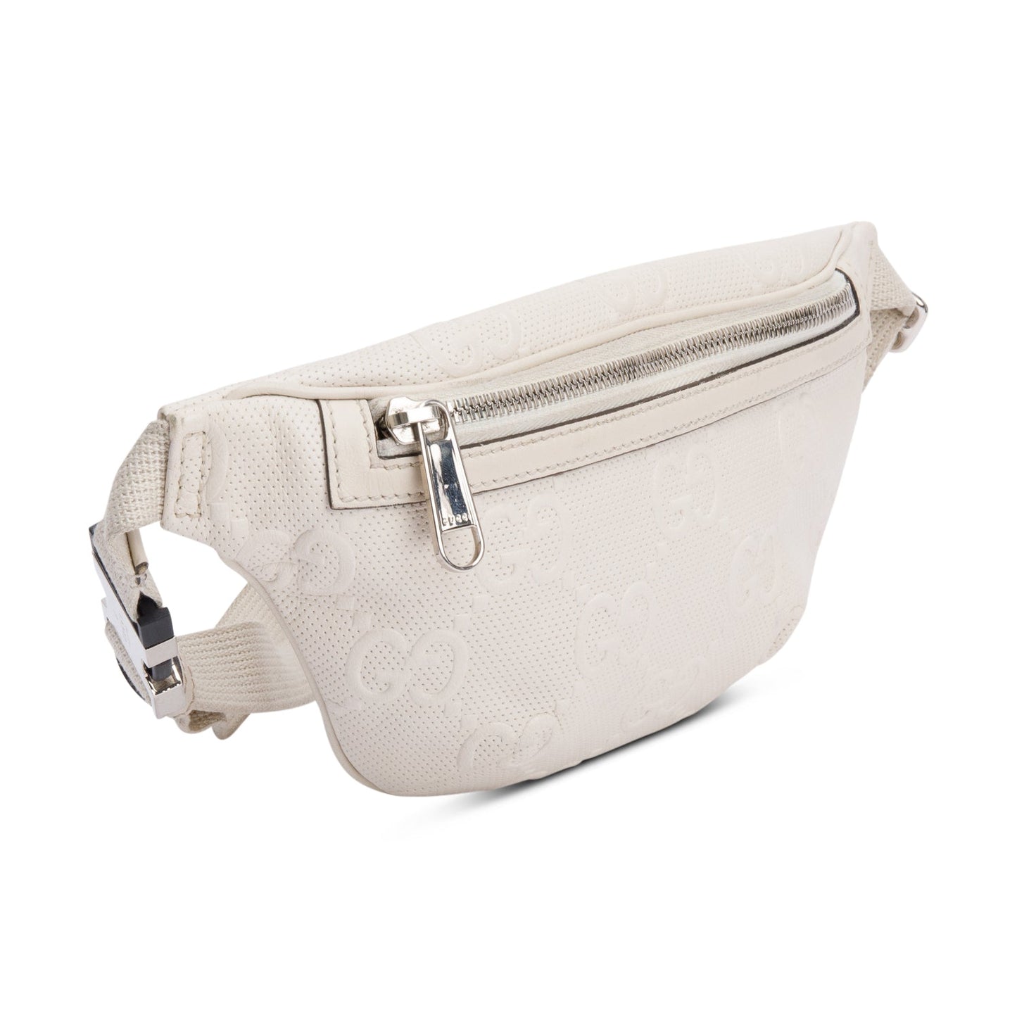 Gucci White Leather Jumbo GG Small Belt Bag