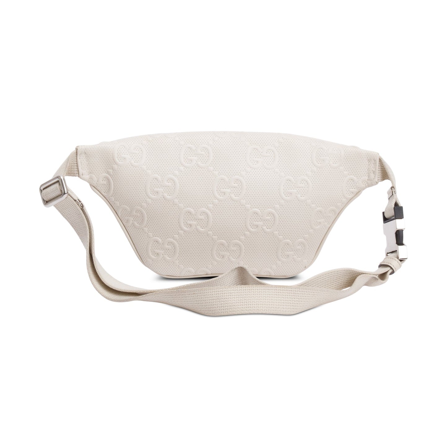 Gucci White Leather Jumbo GG Small Belt Bag