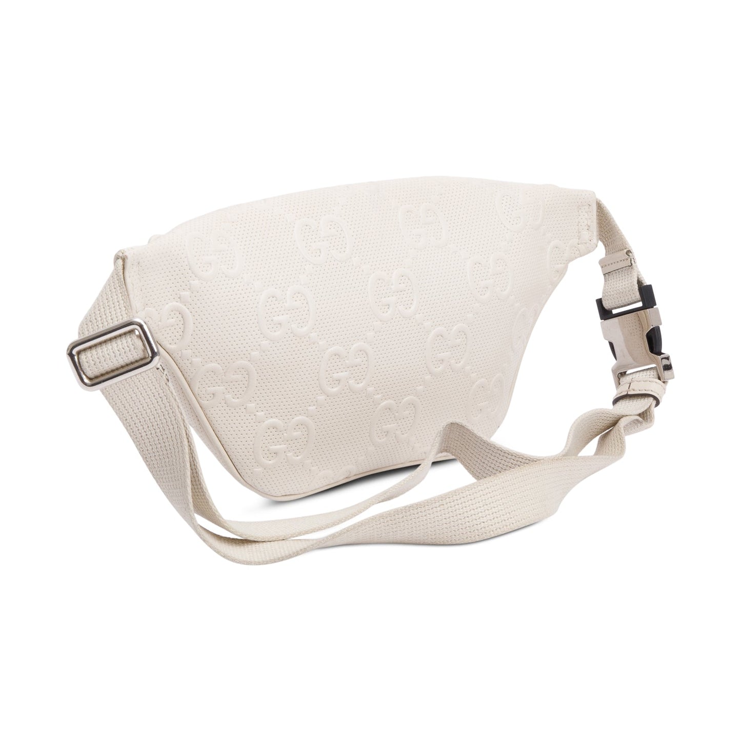 Gucci White Leather Jumbo GG Small Belt Bag