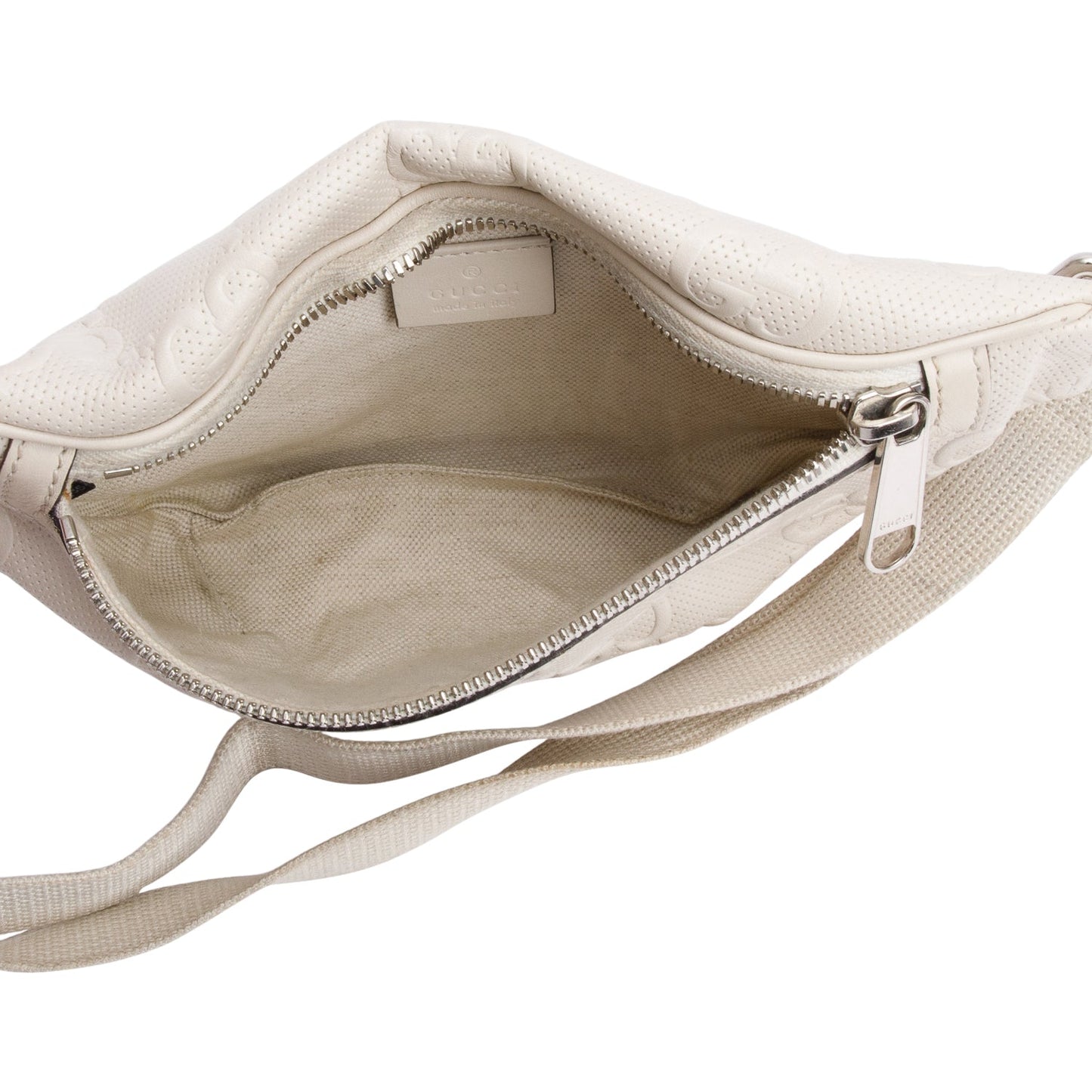 Gucci White Leather Jumbo GG Small Belt Bag
