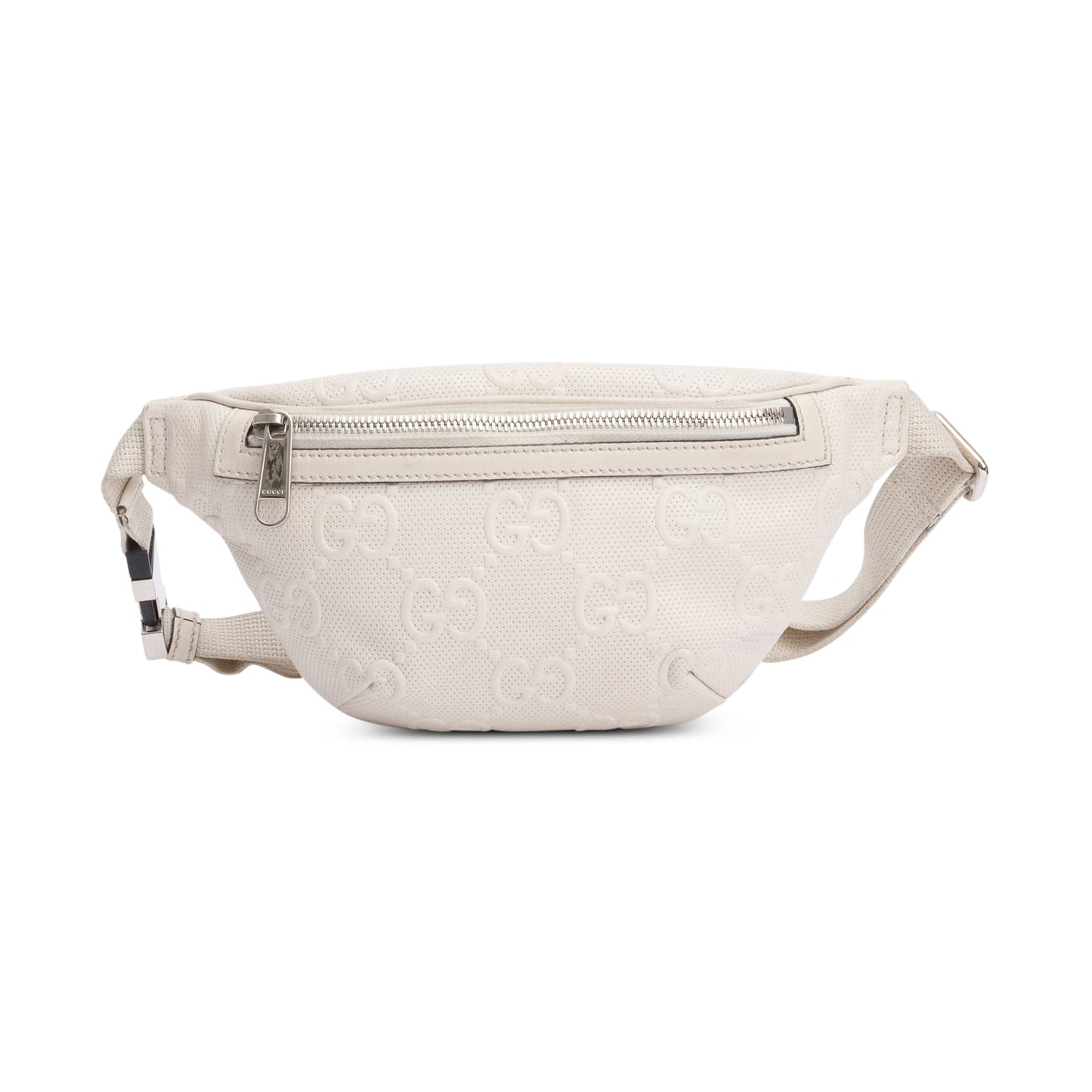 Gucci White Leather Jumbo GG Small Belt Bag