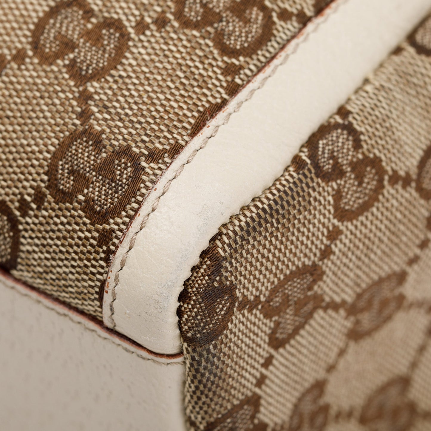 Gucci White Leather Trim GG Canvas Small Abbey Boston Bag