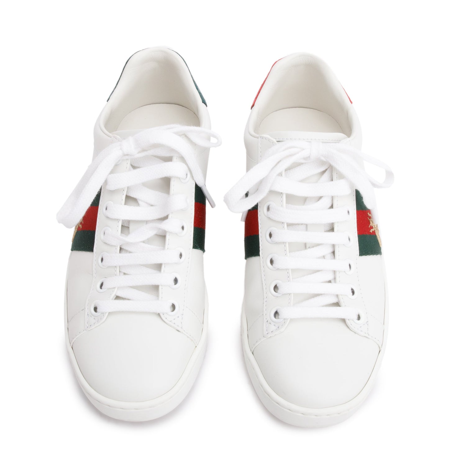 Gucci White Leather Web Ace Sneakers, Size 34