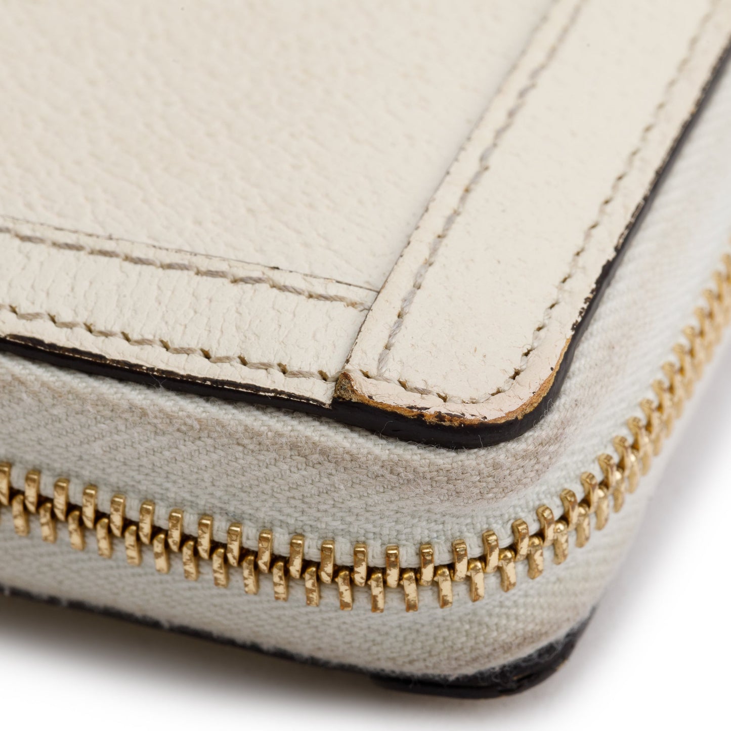 Gucci White Leather Web Ophidia GG Zip Around Wallet