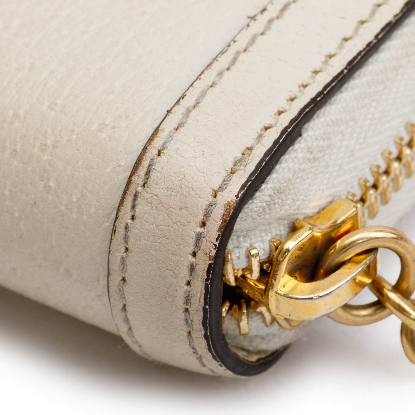 Gucci White Leather Web Ophidia GG Zip Around Wallet