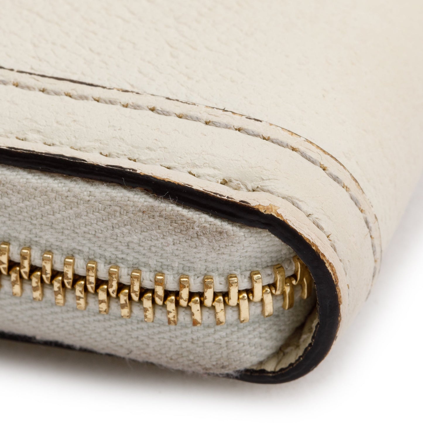 Gucci White Leather Web Ophidia GG Zip Around Wallet