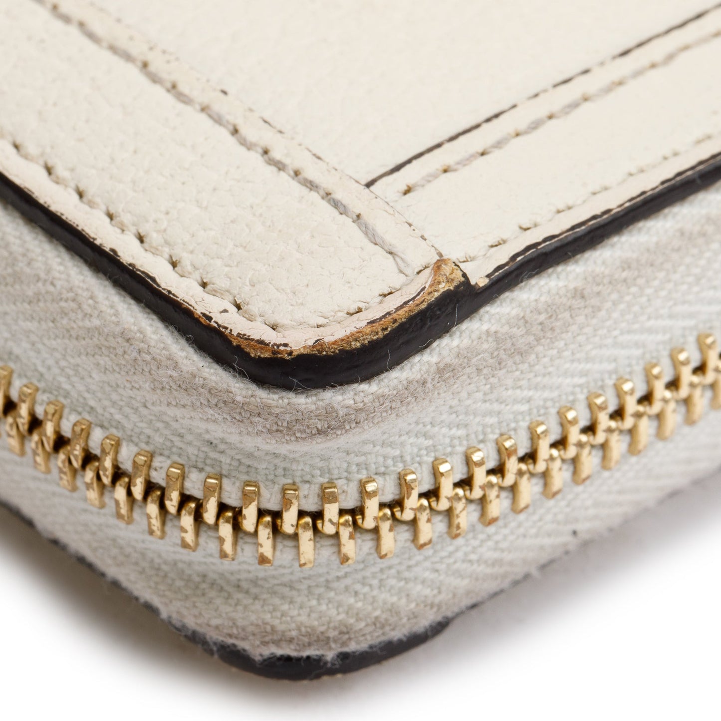 Gucci White Leather Web Ophidia GG Zip Around Wallet