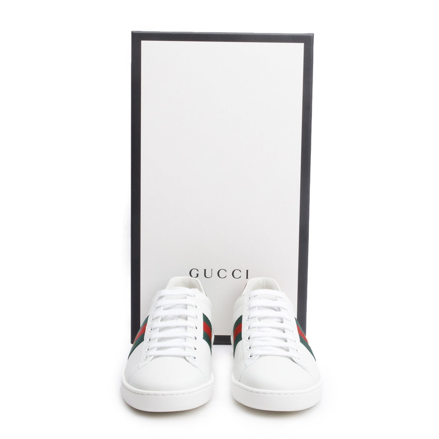 Gucci White Leather Web Women's Ace Sneakers, Size 37