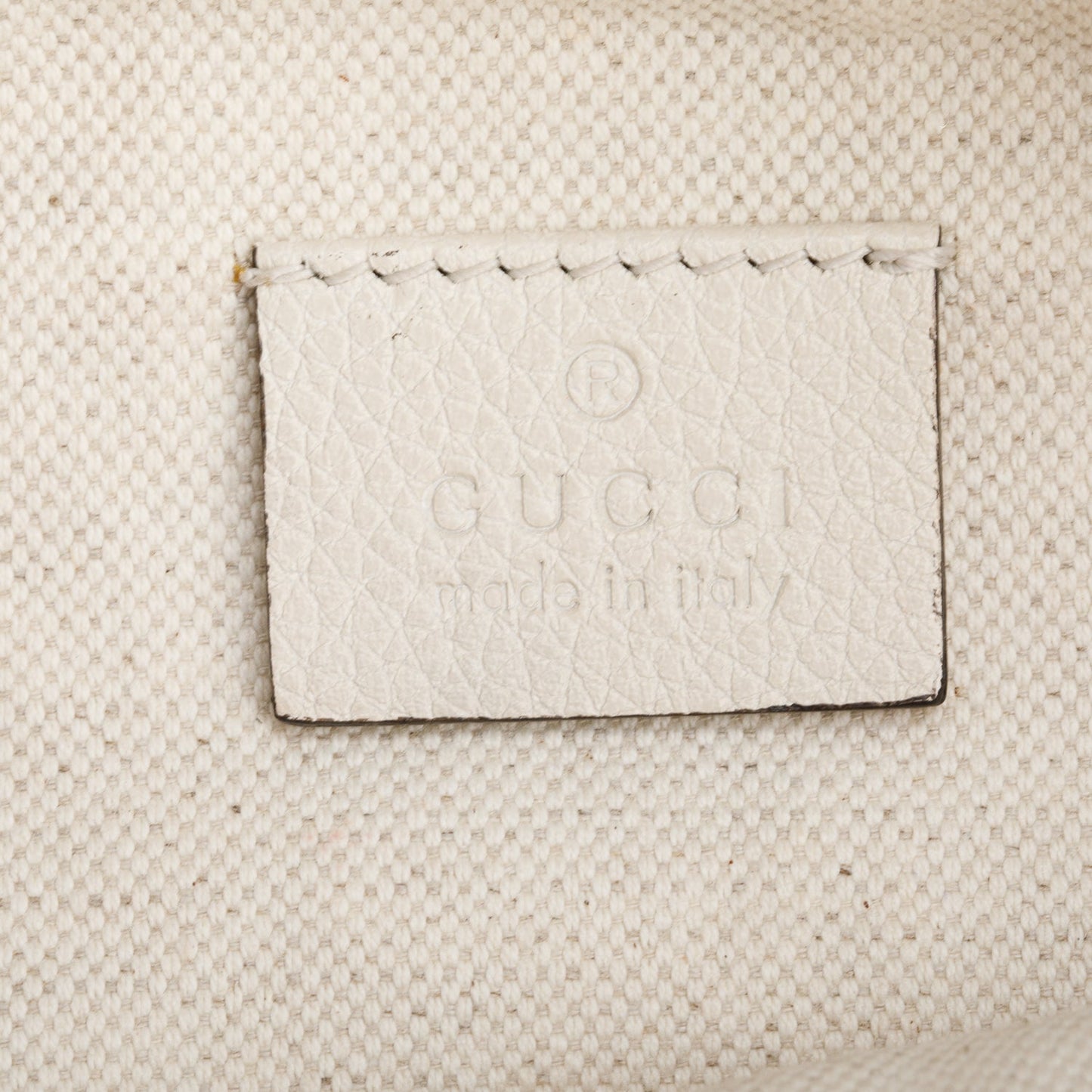 Gucci White Logo Print Calfskin Leather Large Belt Bag