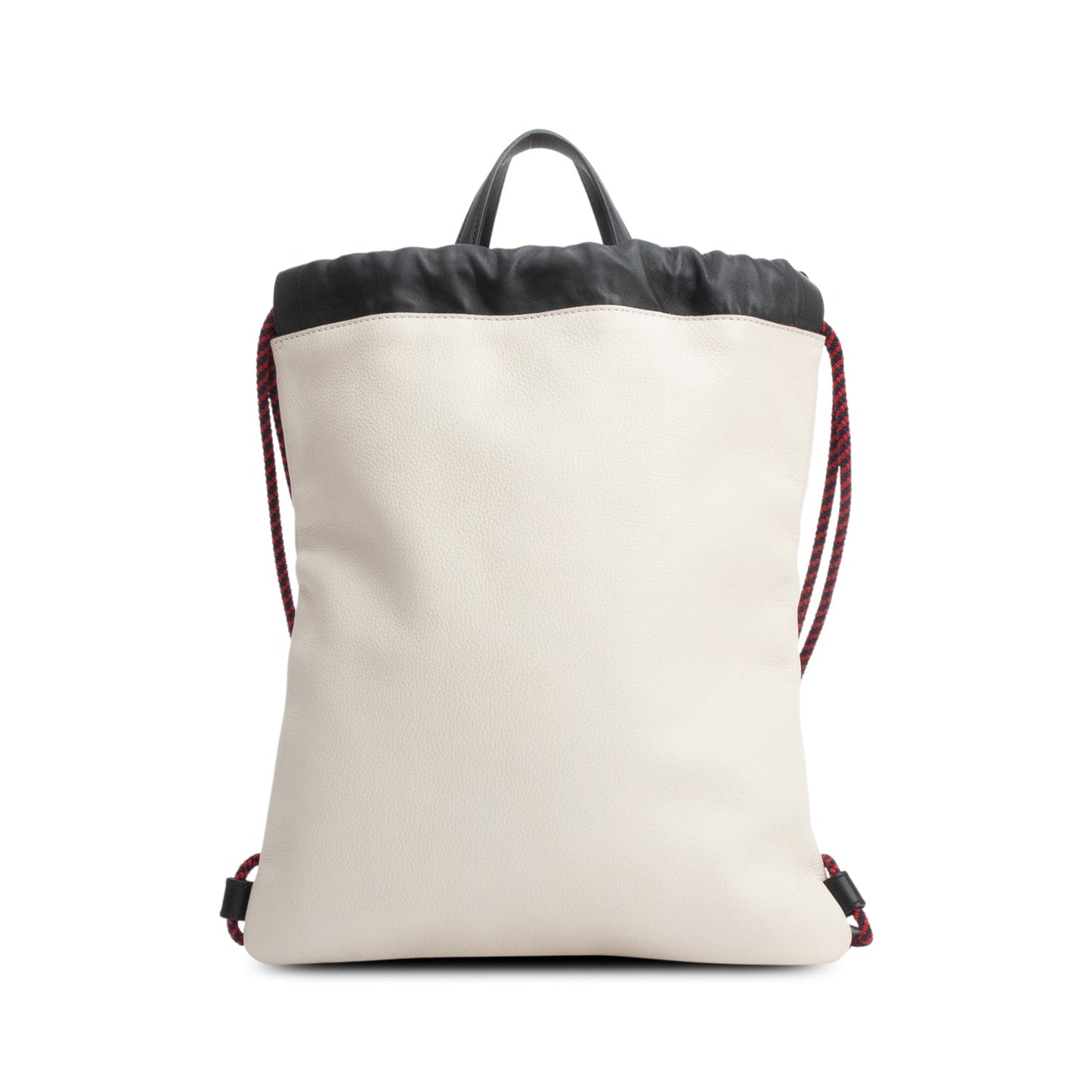 Gucci White Logo Print Web Calfskin Leather Medium Drawstring Backpack with Pouch