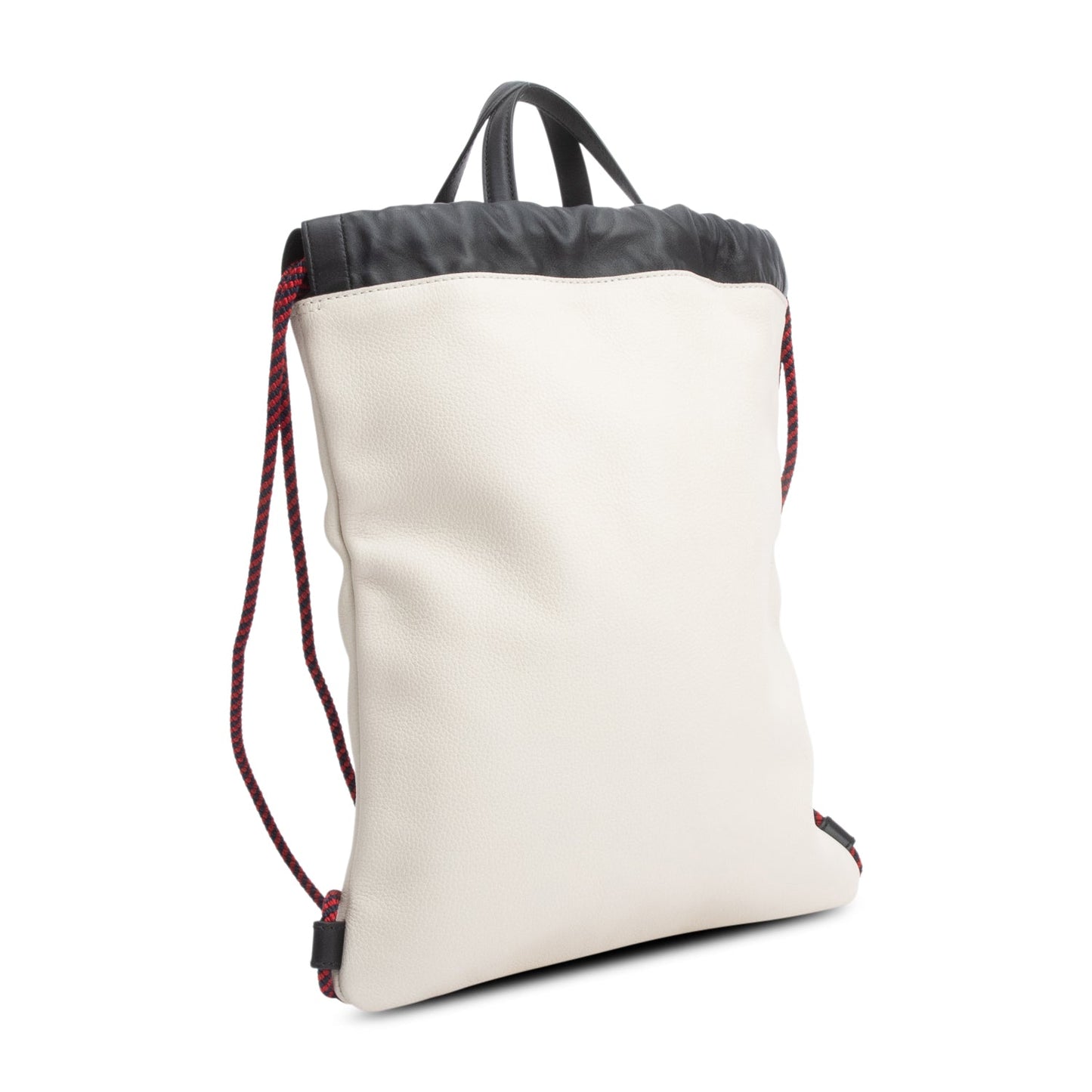 Gucci White Logo Print Web Calfskin Leather Medium Drawstring Backpack with Pouch