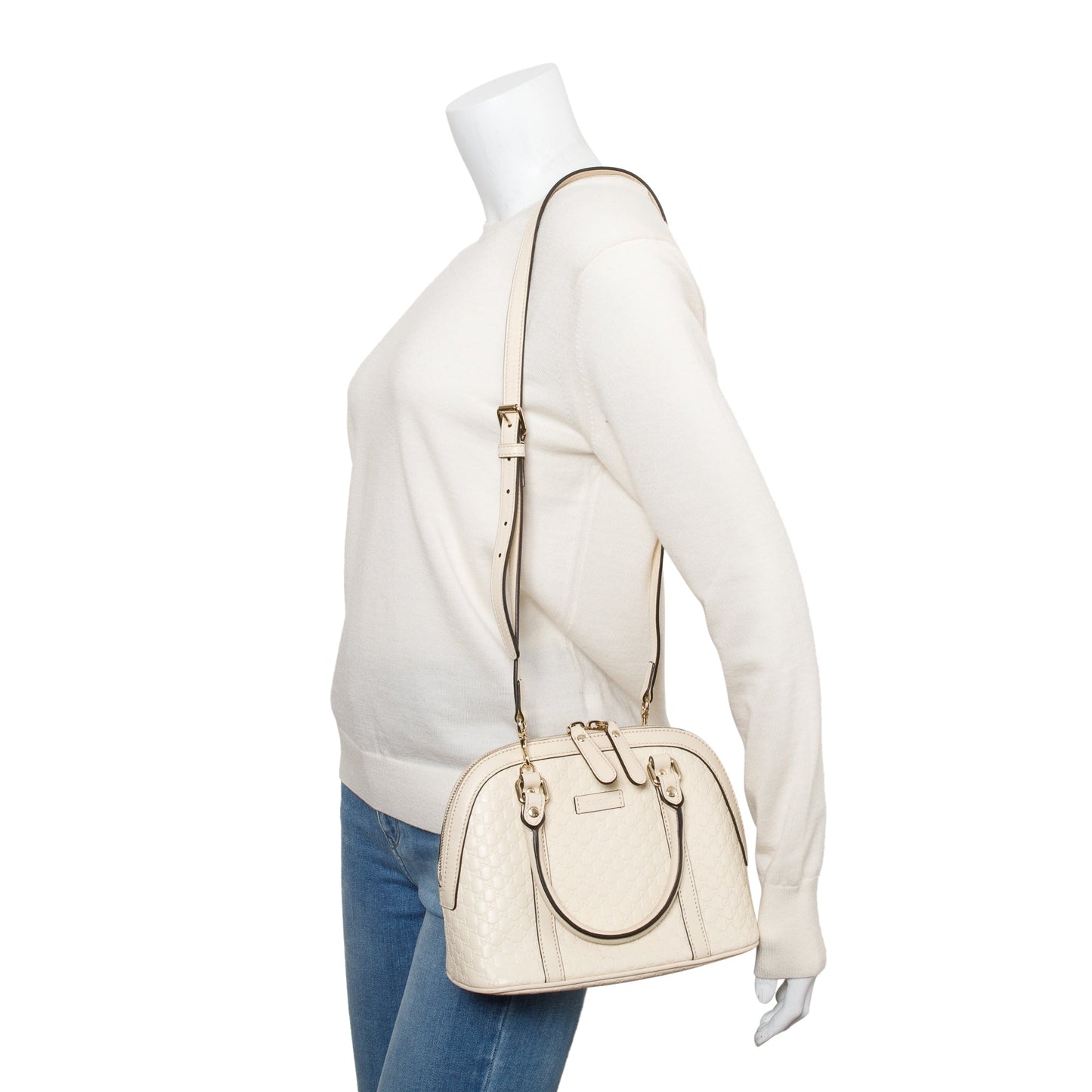 Gucci White Microguccissima Leather Mini Dome Bag