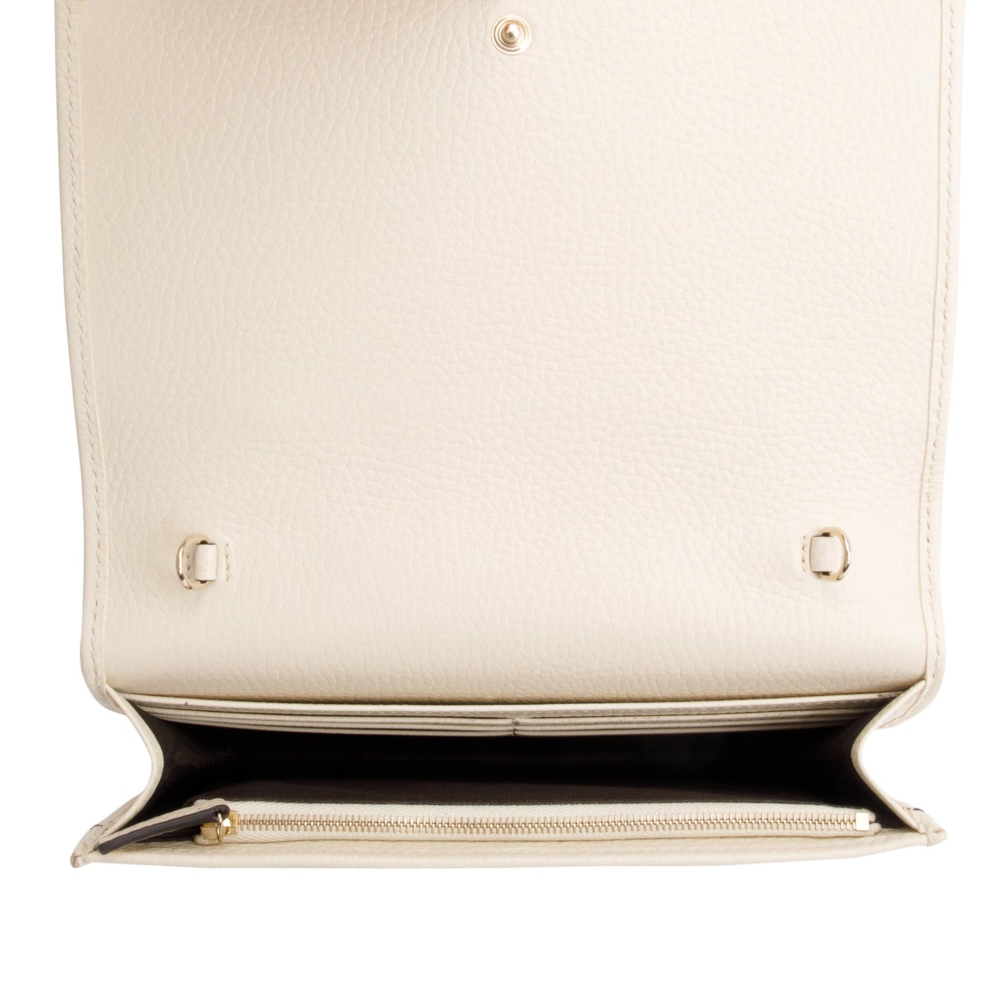 Gucci White Pebbled Calfskin Soho Wallet On Chain