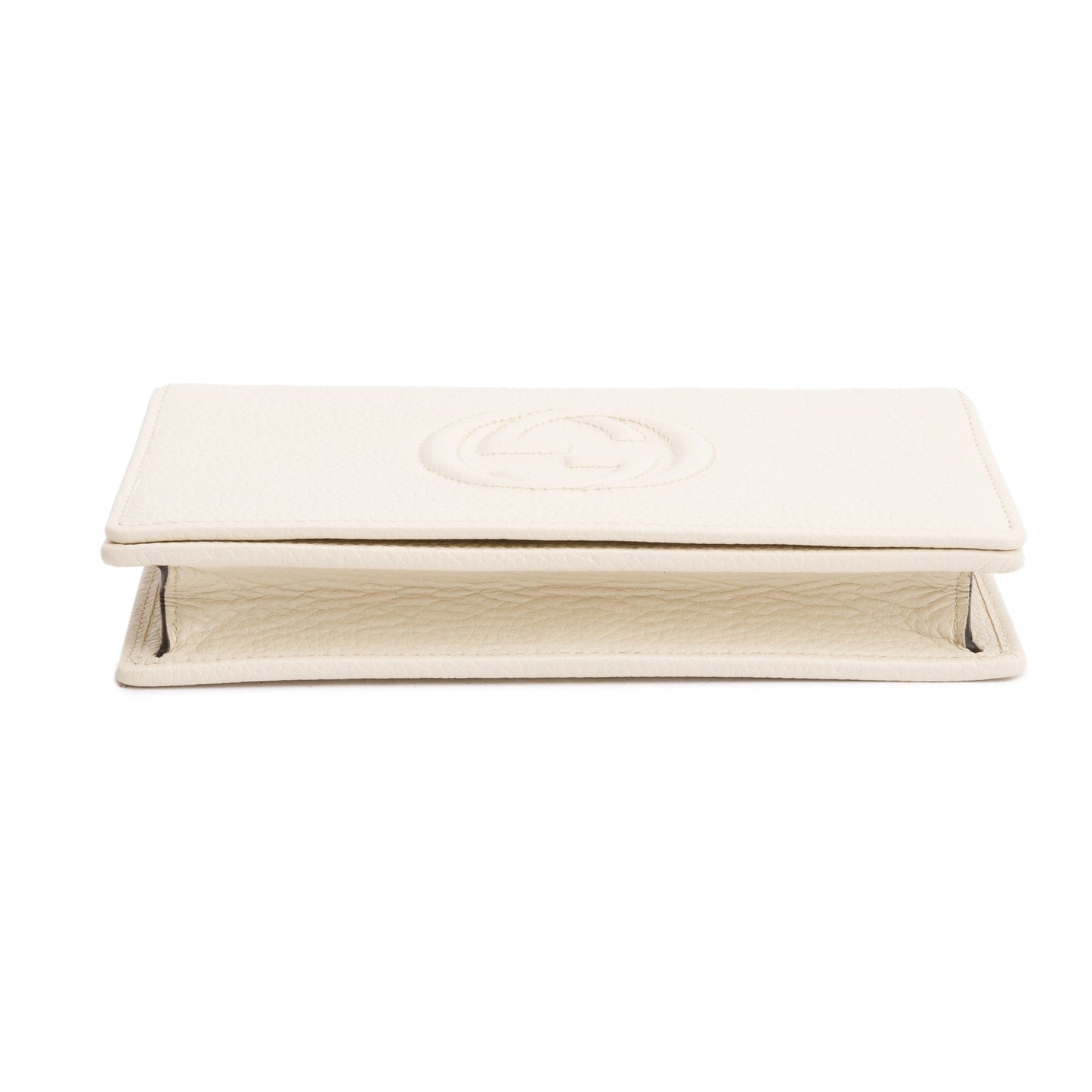 Gucci White Pebbled Calfskin Soho Wallet On Chain
