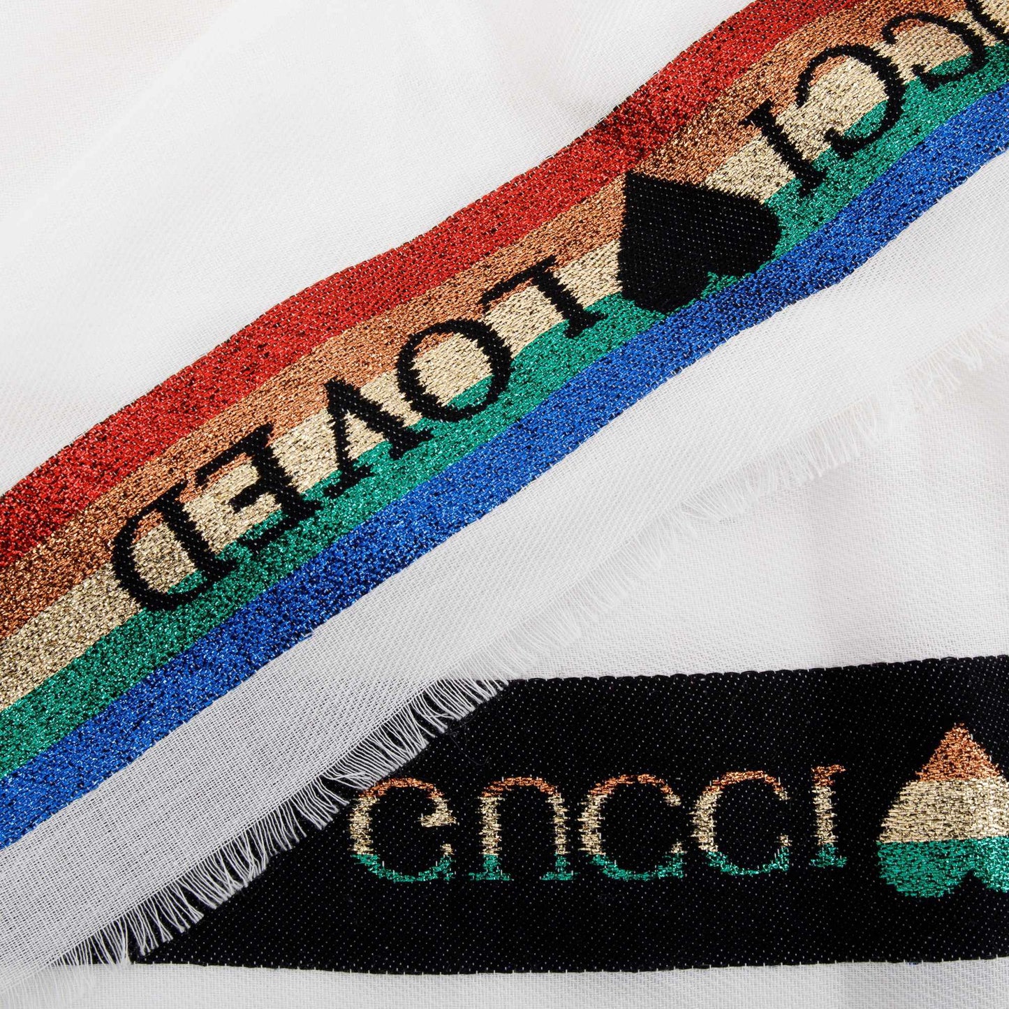 Gucci White Rainbow Striped Scarf