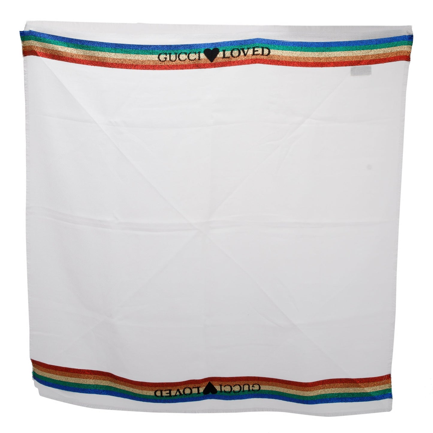 Gucci White Rainbow Striped Scarf