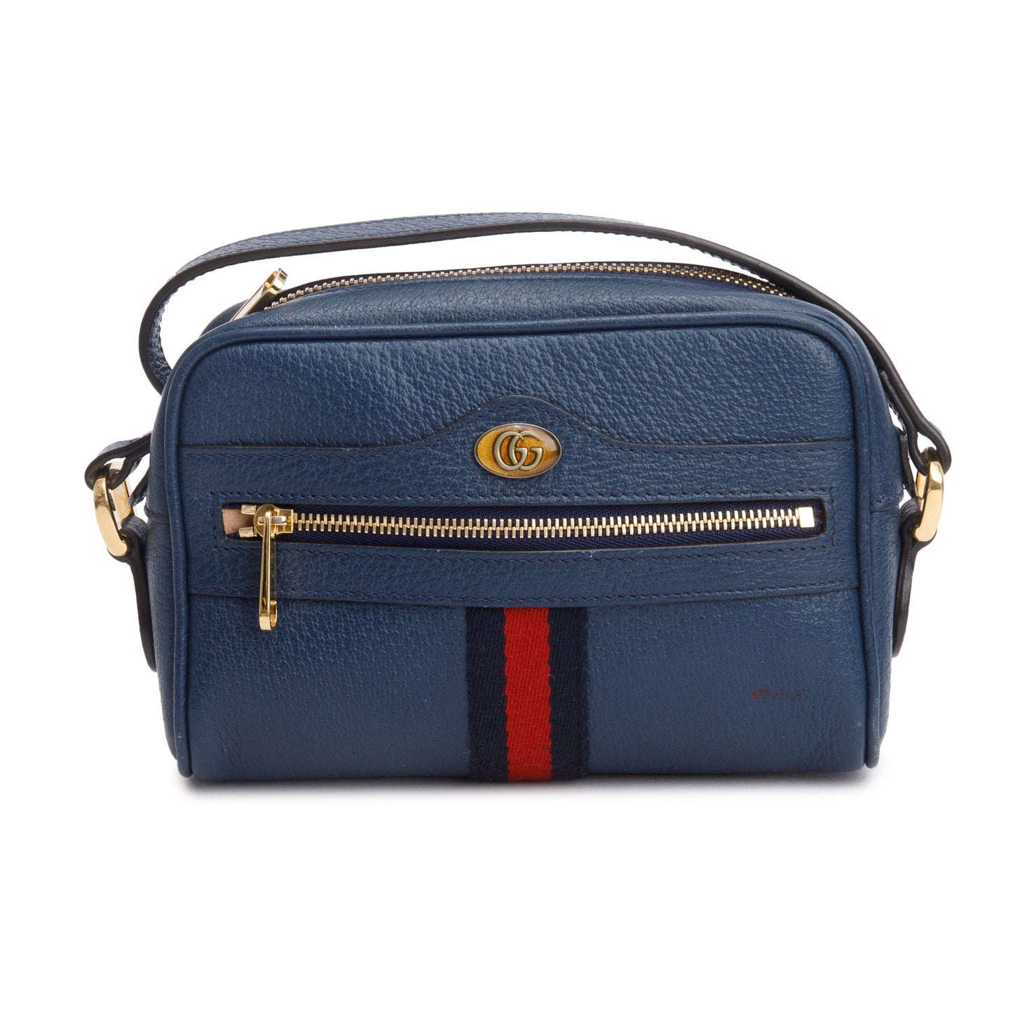 Gucci Blue Textured Dollar Calfskin Leather Mini Ophidia Crossbody Bag