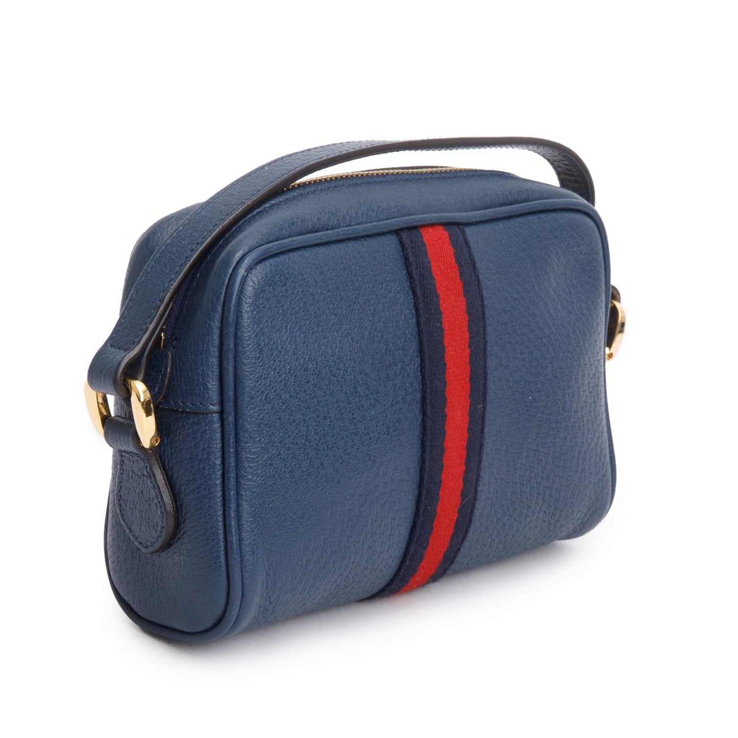 Gucci Blue Textured Dollar Calfskin Leather Mini Ophidia Crossbody Bag