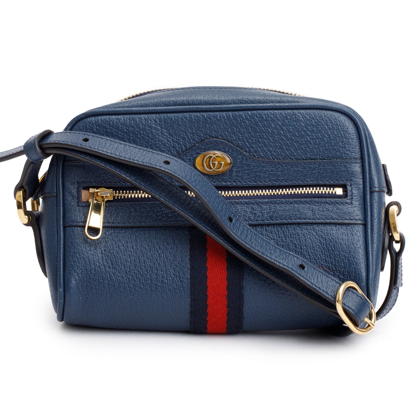Gucci Blue Textured Dollar Calfskin Leather Mini Ophidia Crossbody Bag
