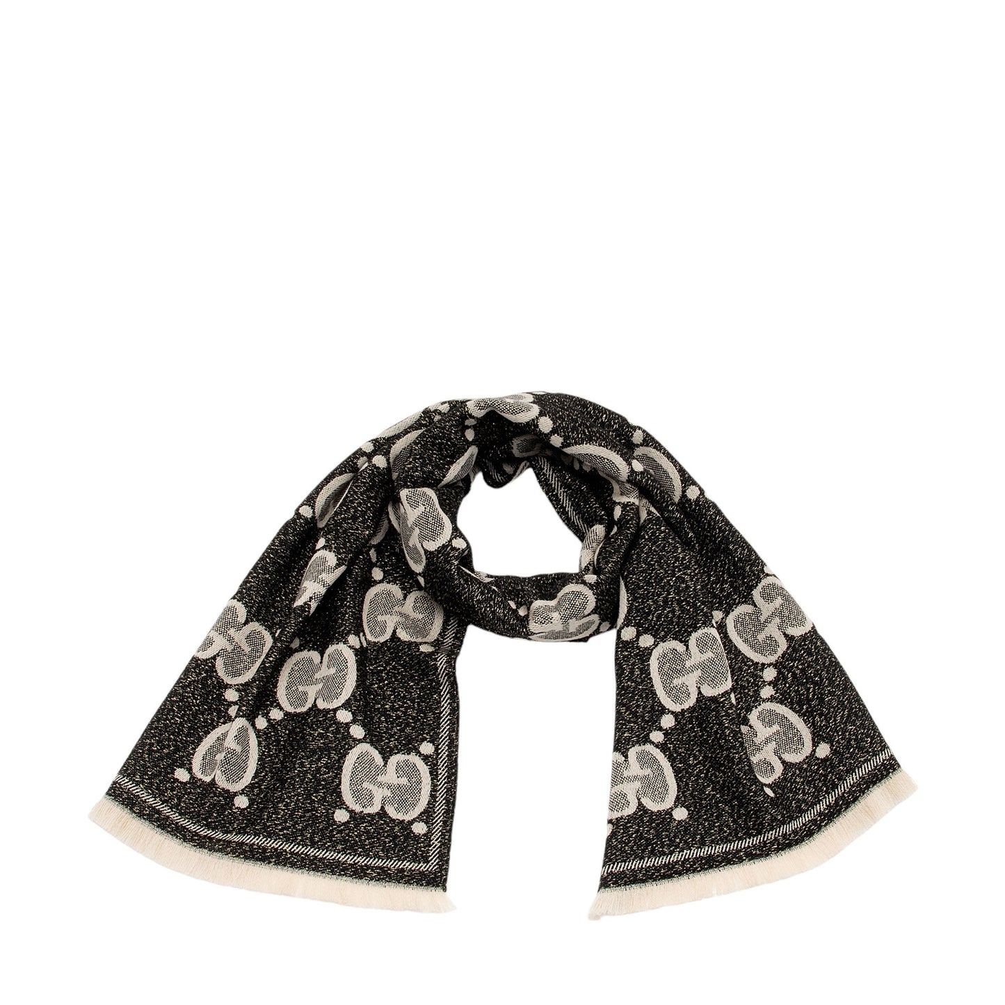 Gucci Wool Lame Jacquard GG Scarf (SHF-MEqXvd)