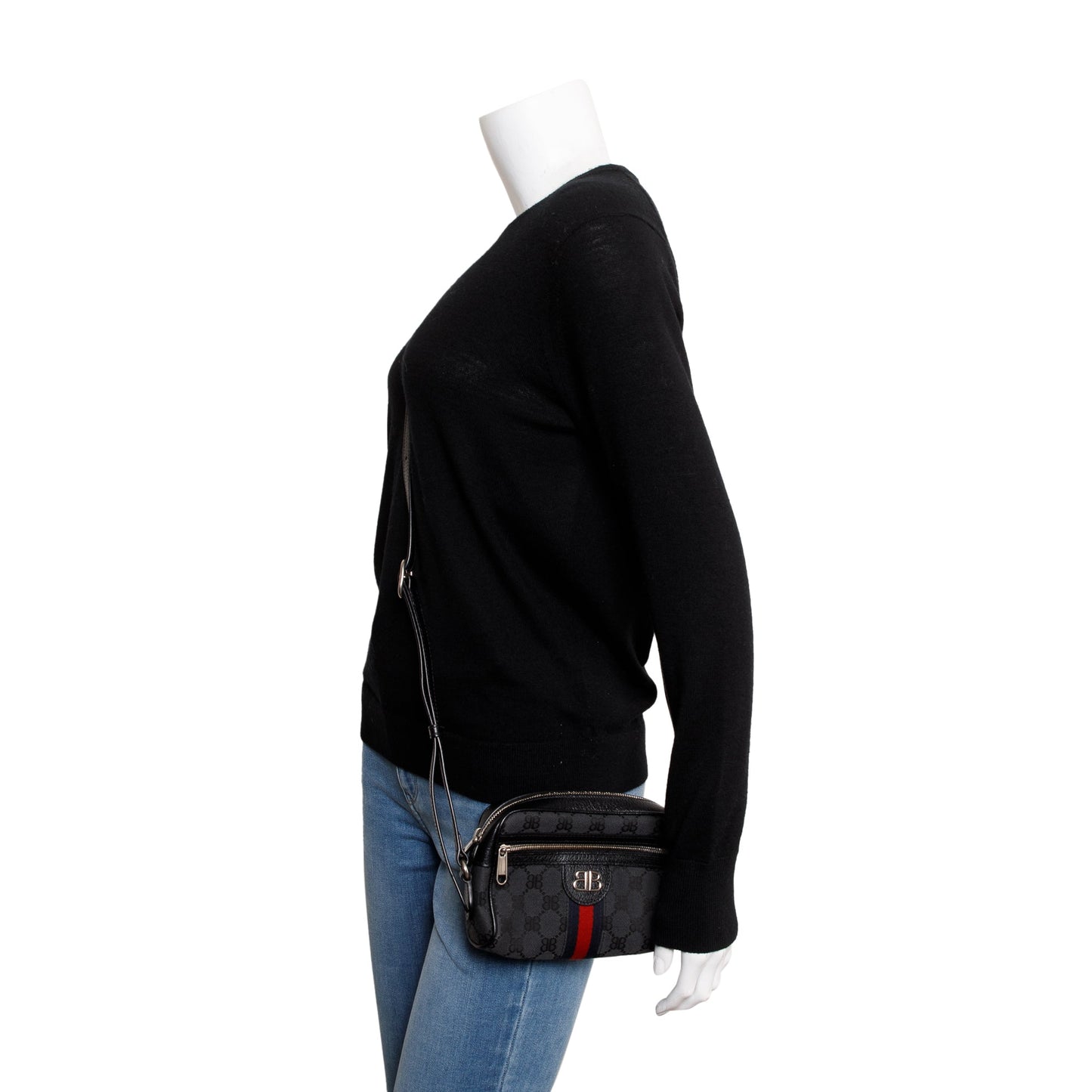Gucci X Balenciaga The Hacker Project Black BB Canvas Web Mini Camera Bag