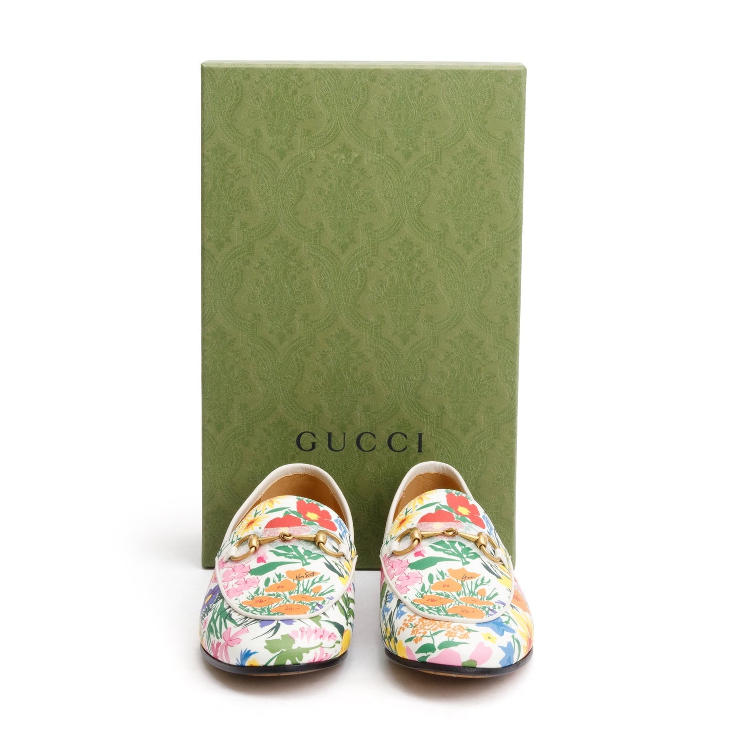 Gucci X Ken Scott Infinity Giardino d Apri Canvas Horsebit Accent Jordaan Loafers, Size 38