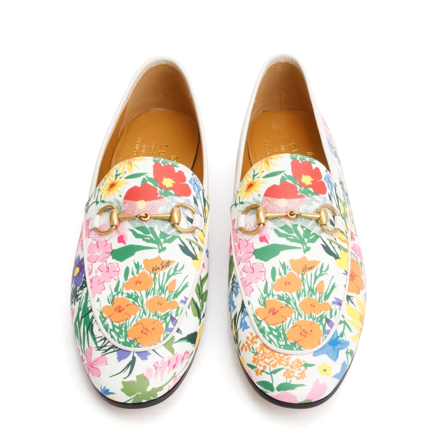 Gucci X Ken Scott Infinity Giardino d Apri Canvas Horsebit Accent Jordaan Loafers, Size 38