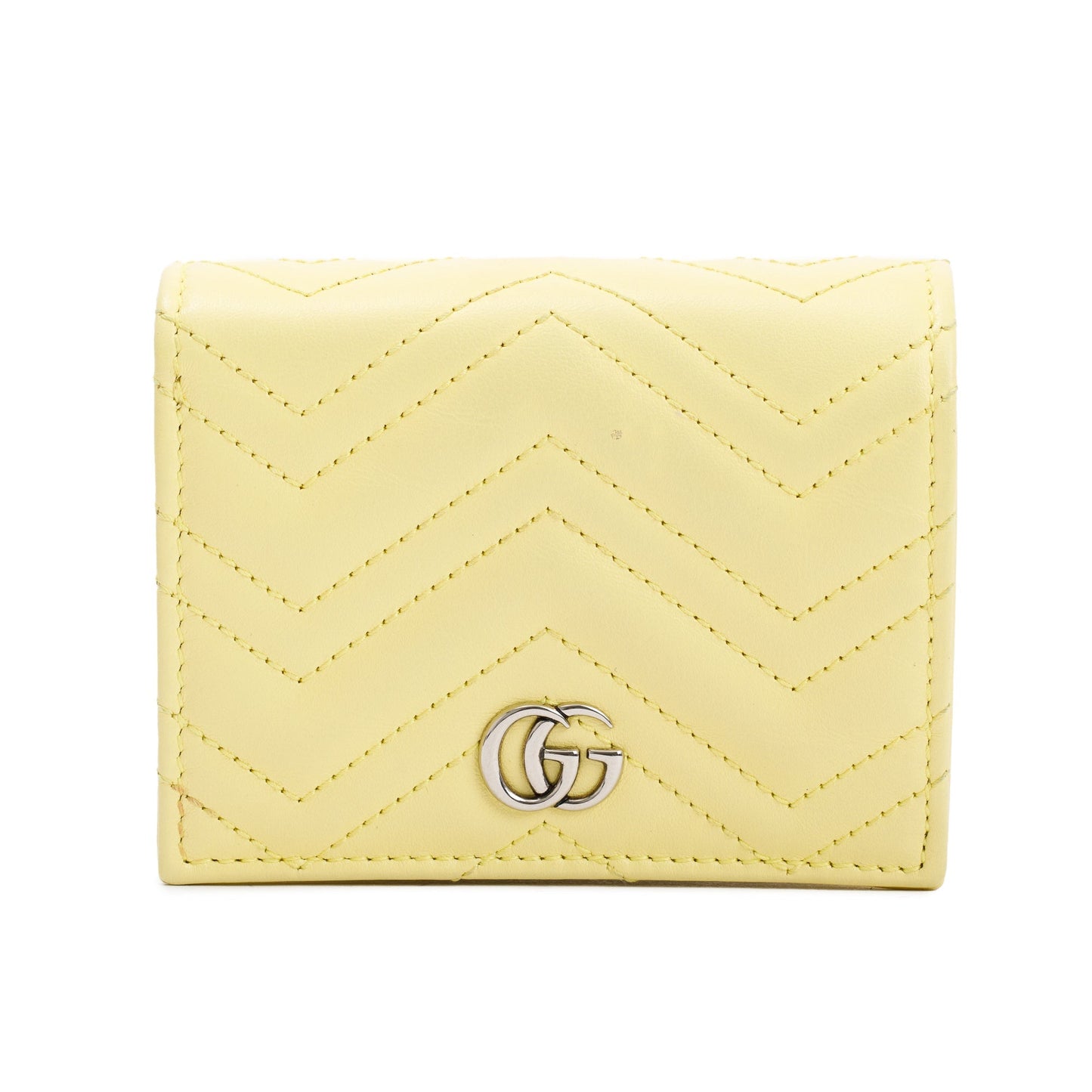 Gucci Yellow GG Marmont Matelasse Leather Mini Wallet On Chain